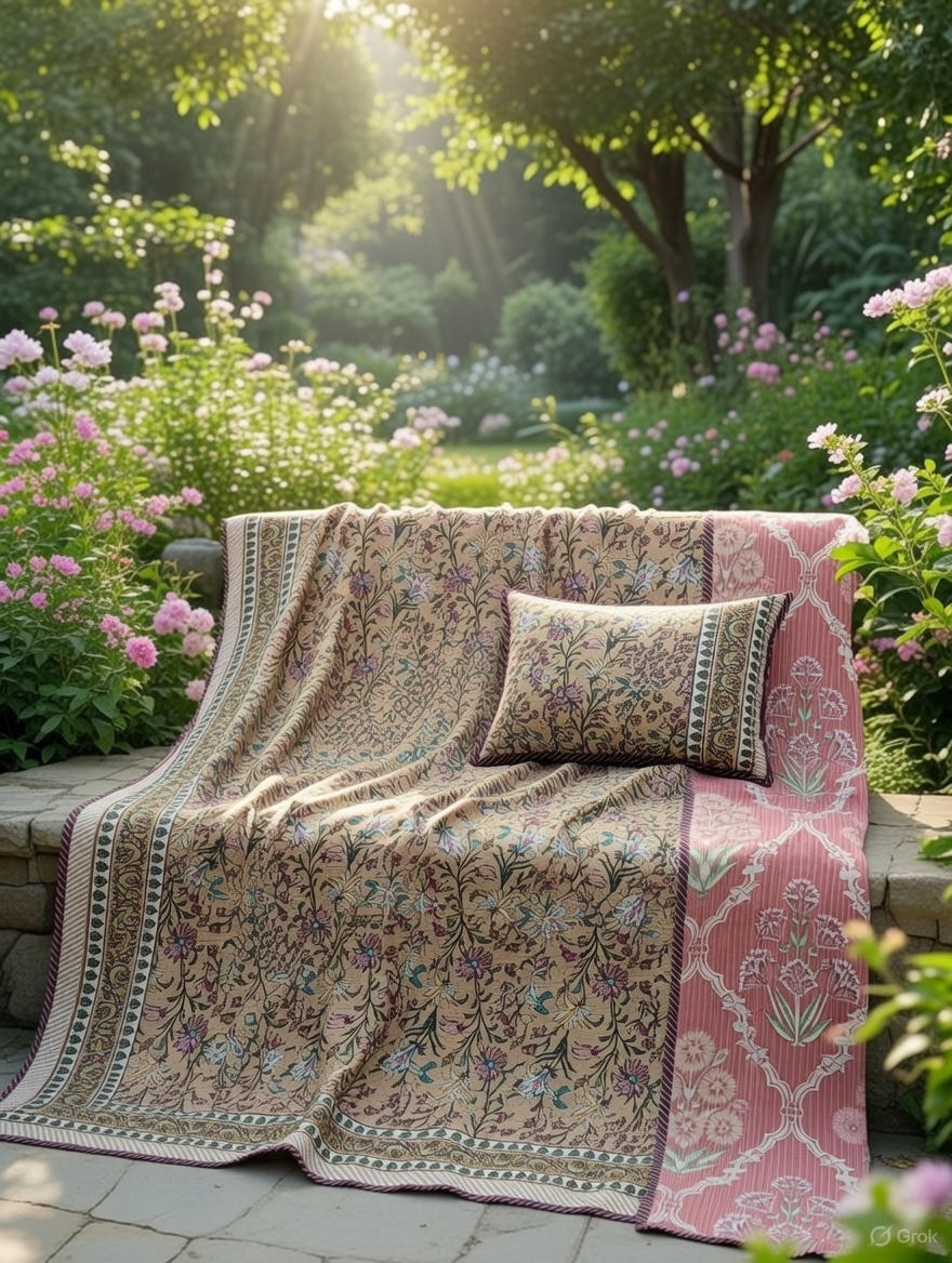 Pure cotton quilted bedcovers with two quilted pillow covers (90x108 inches)