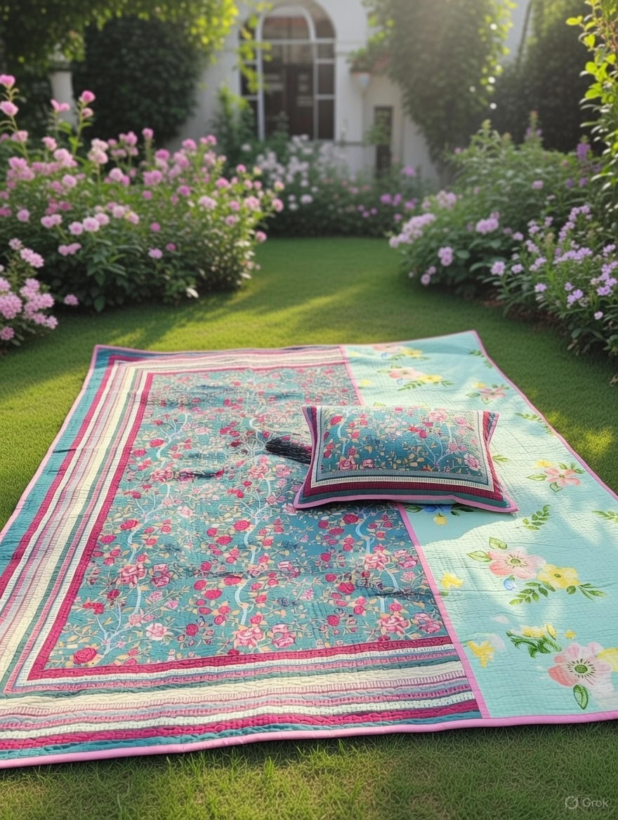Pure cotton quilted bedcovers with two quilted pillow covers (90x108 inches)