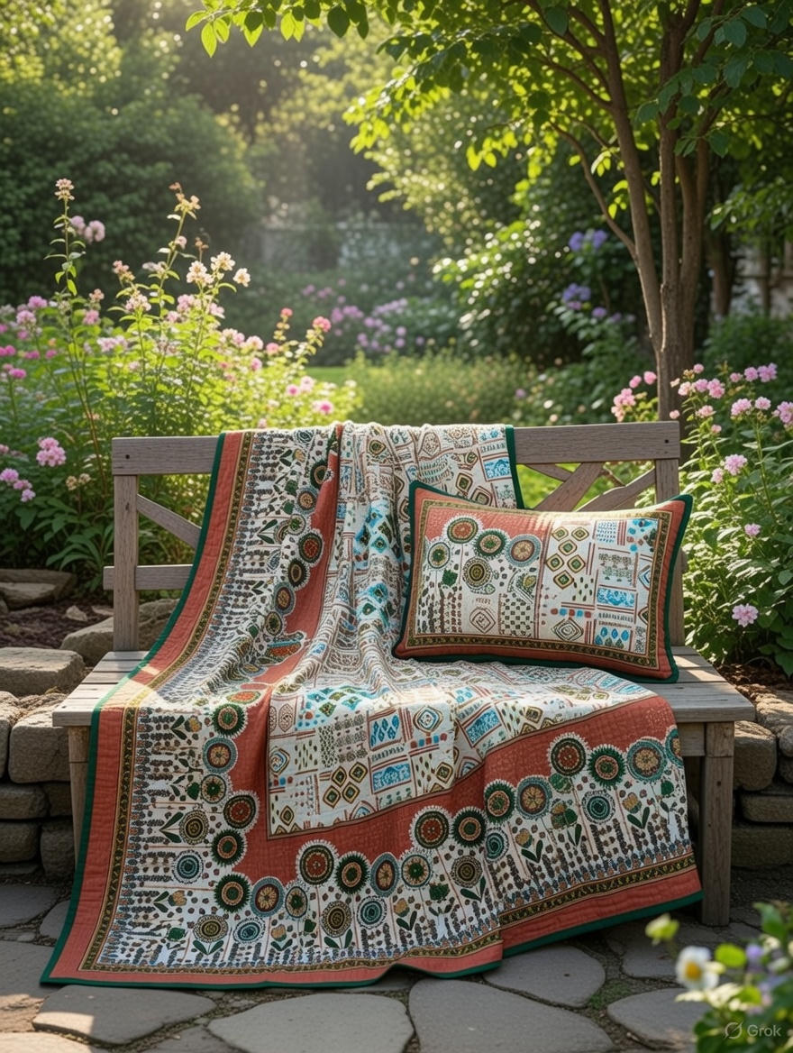 Pure cotton quilted bedcovers with two quilted pillow covers (90x108 inches)