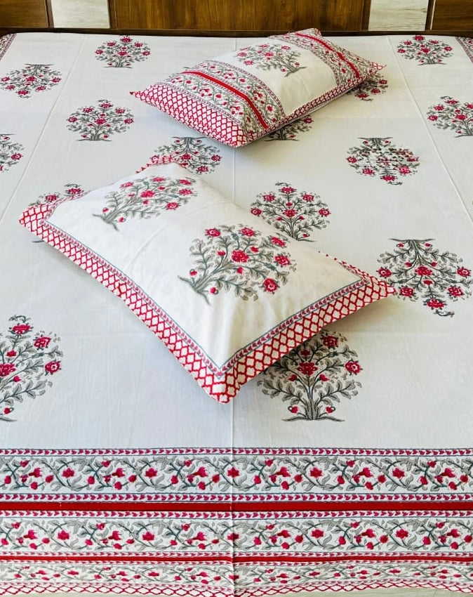 Pure cotton king size bedsheet 100x108 inches with 2 pillow covers