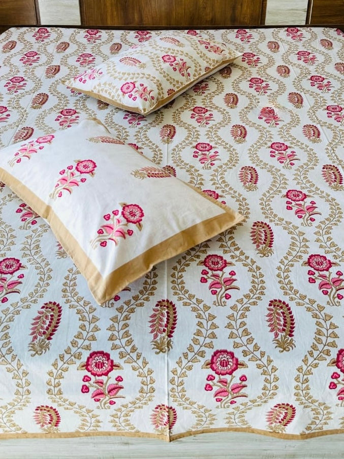 Pure cotton king size bedsheet 100x108 inches with 2 pillow covers