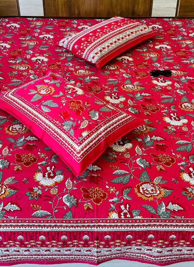 Pure cotton king size bedsheet 100x108 inches with 2 pillow covers