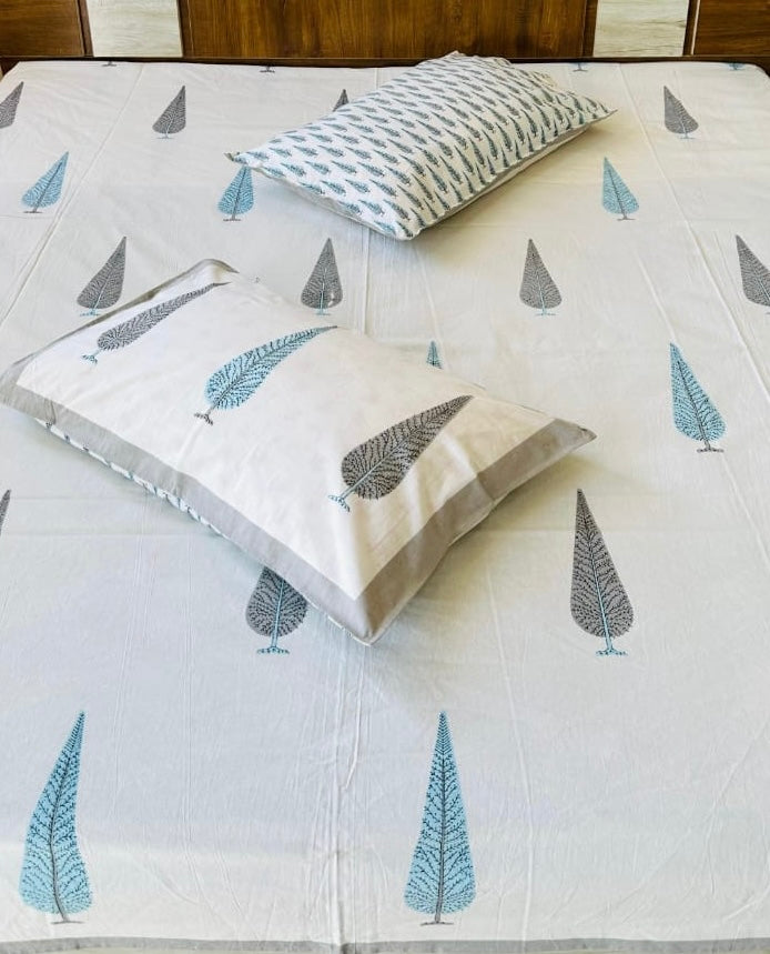 Pure cotton king size bedsheet 100x108 inches with 2 pillow covers