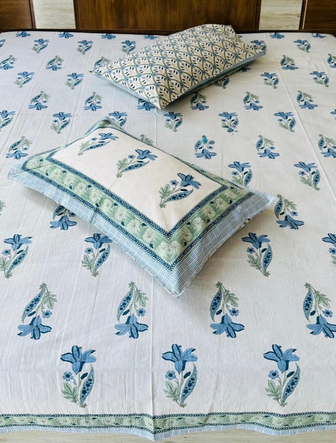 Pure cotton king size bedsheet 100x108 inches with 2 pillow covers