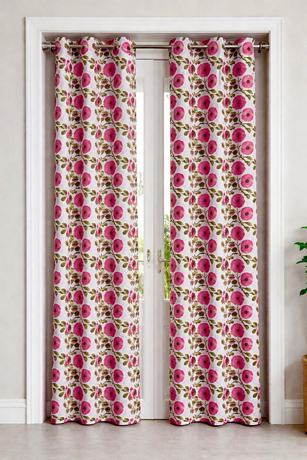Pure cotton hand-block printed curtains (set of 2)
