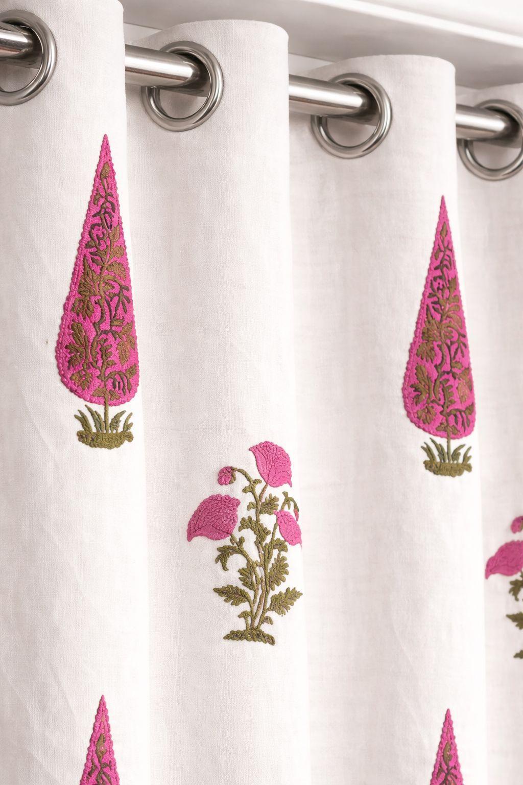 Pure cotton hand-block printed curtains (set of 2)
