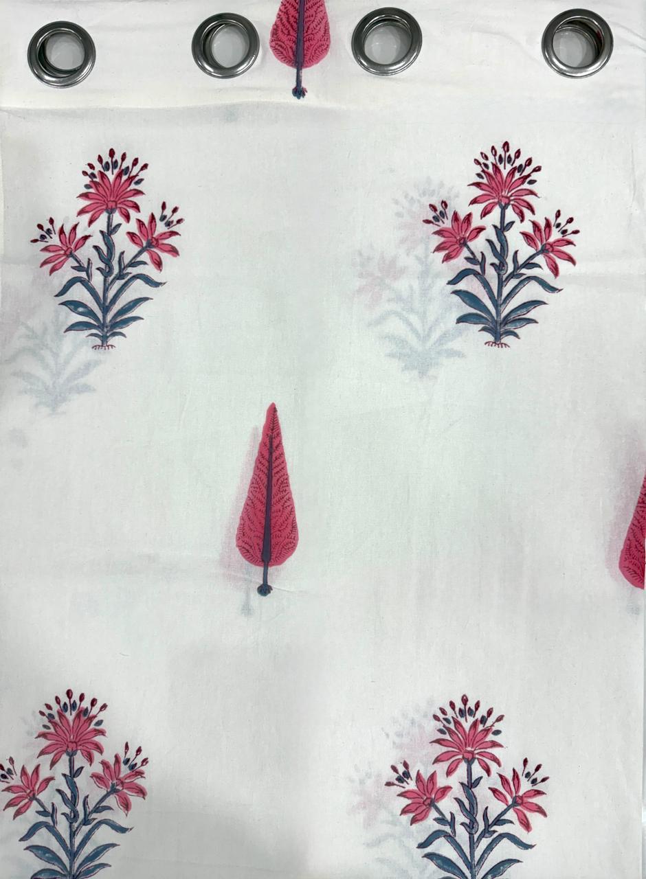 Pure cotton hand-block printed curtains (set of 2)