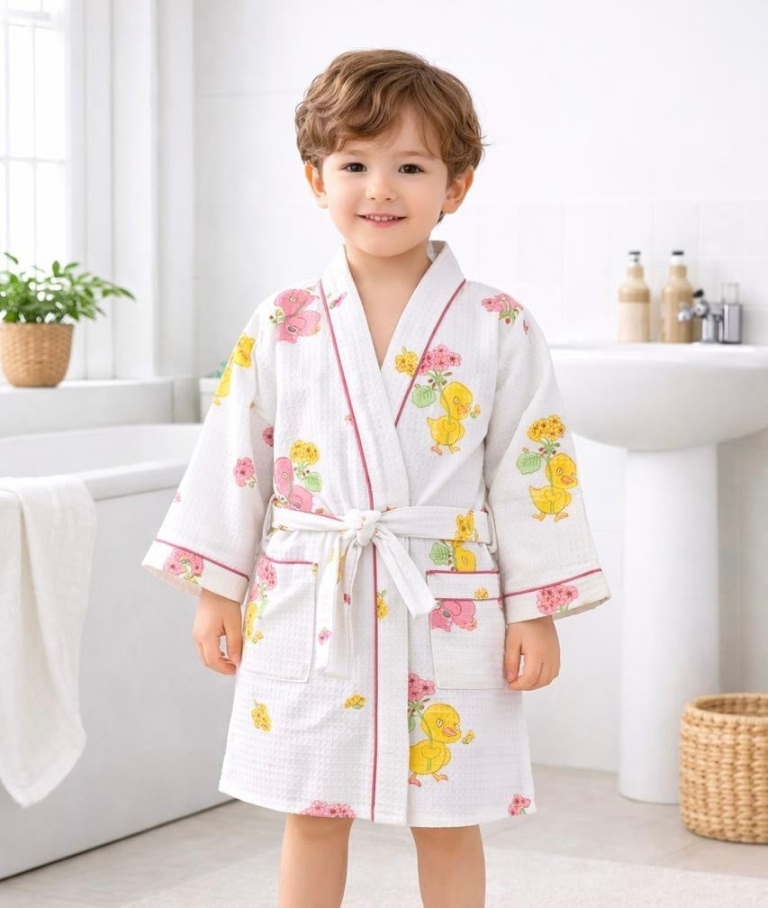 Pure cotton waffled textured children’s bathrobes