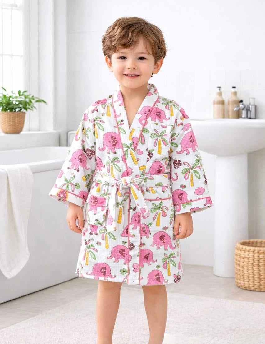 Pure cotton waffled texture children’s bathrobes