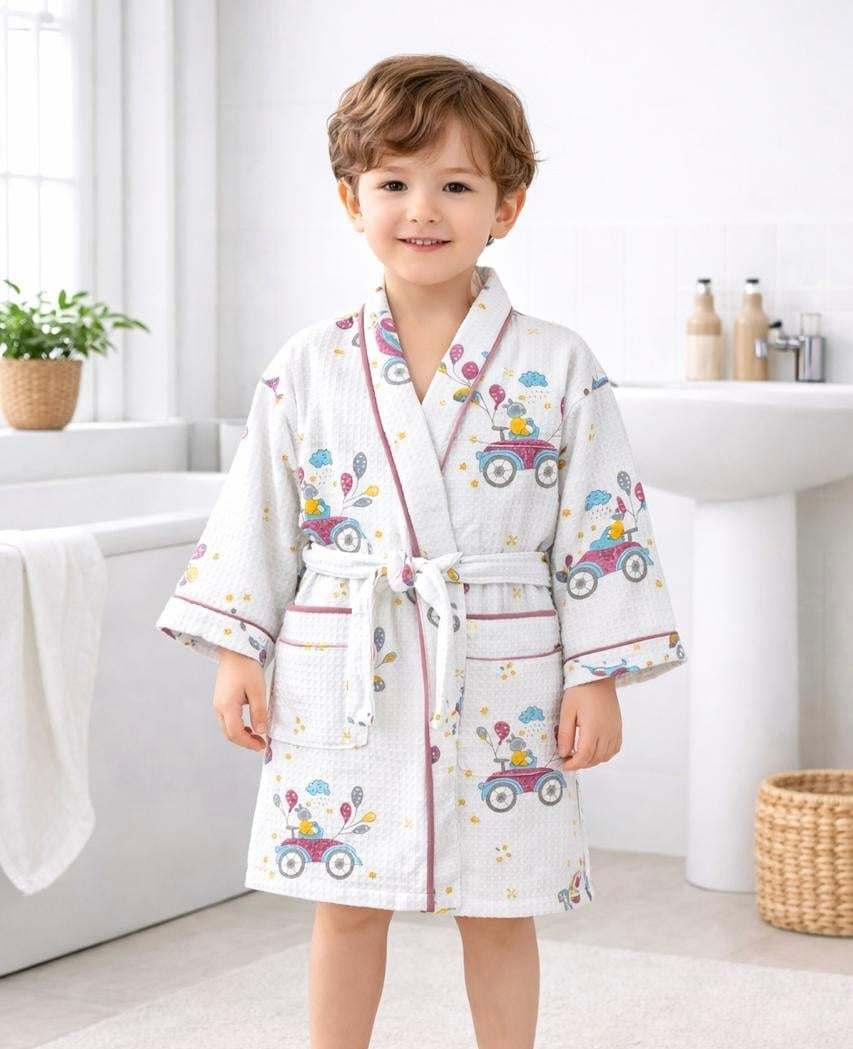 Pure cotton waffled textured children’s bathrobes