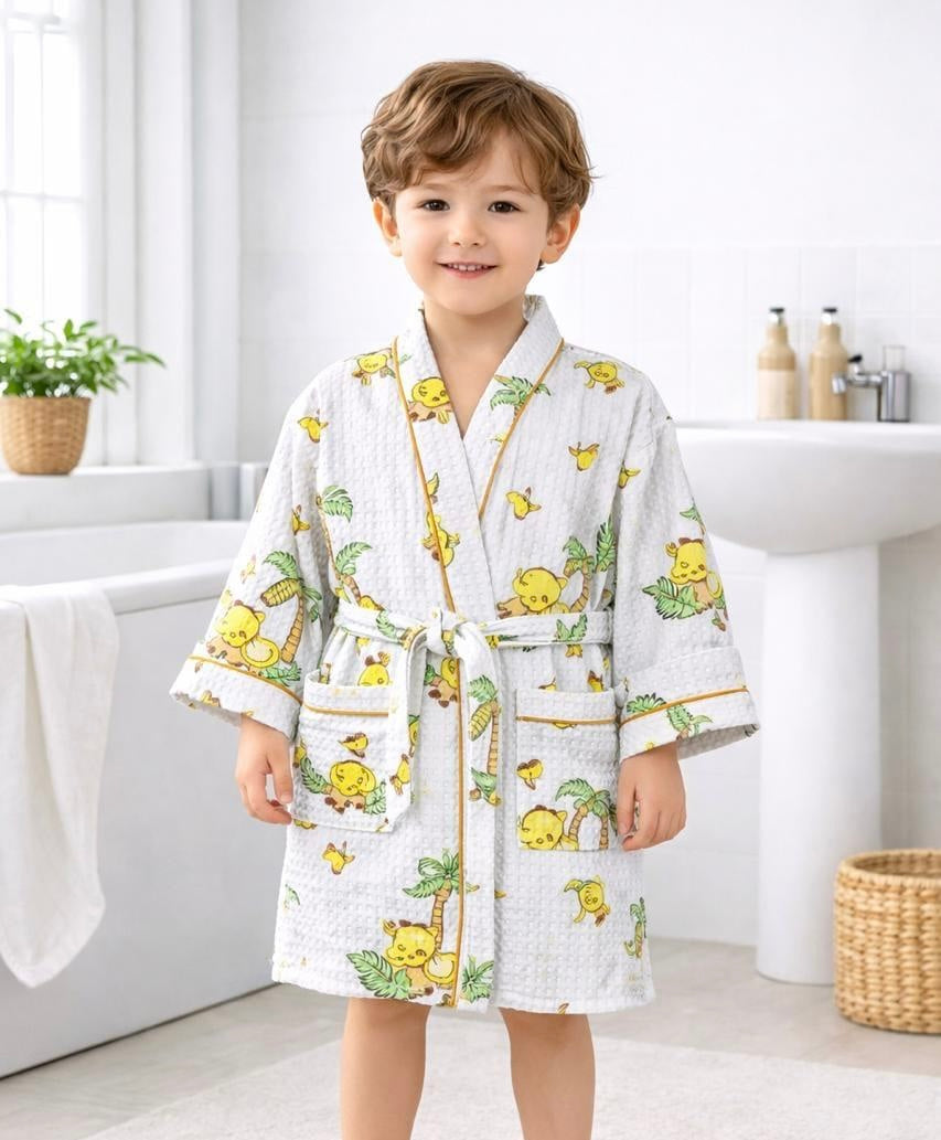 Pure cotton waffled textured children’s bathrobes