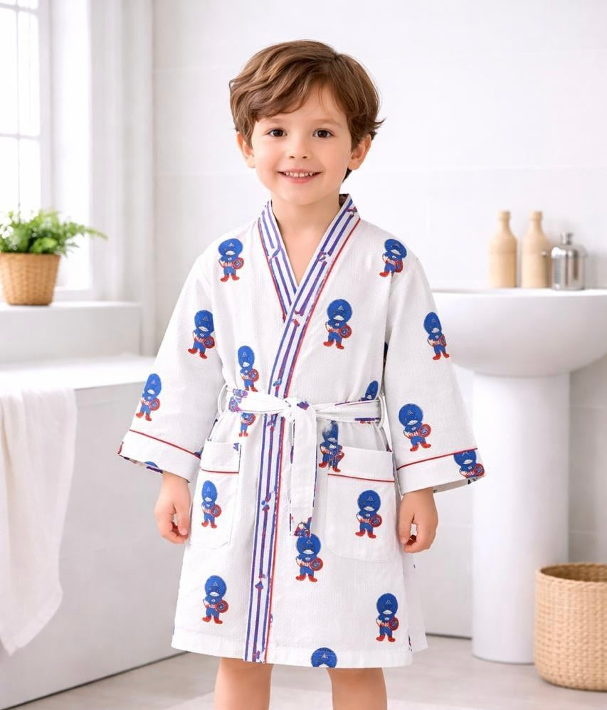 Pure cotton waffled textured children’s bathrobes