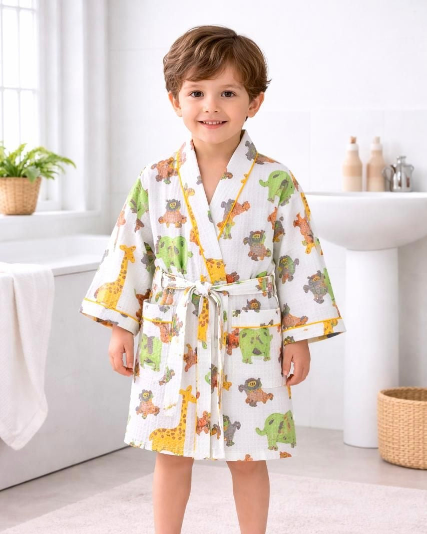 Pure cotton waffled textured children’s bathrobes