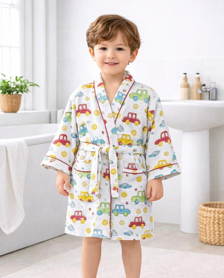 Pure cotton waffled textured children’s bathrobes