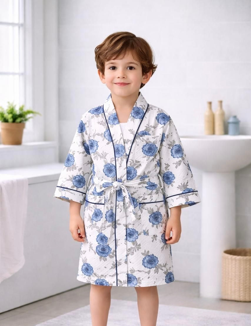 Pure cotton waffled textured children’s bathrobes
