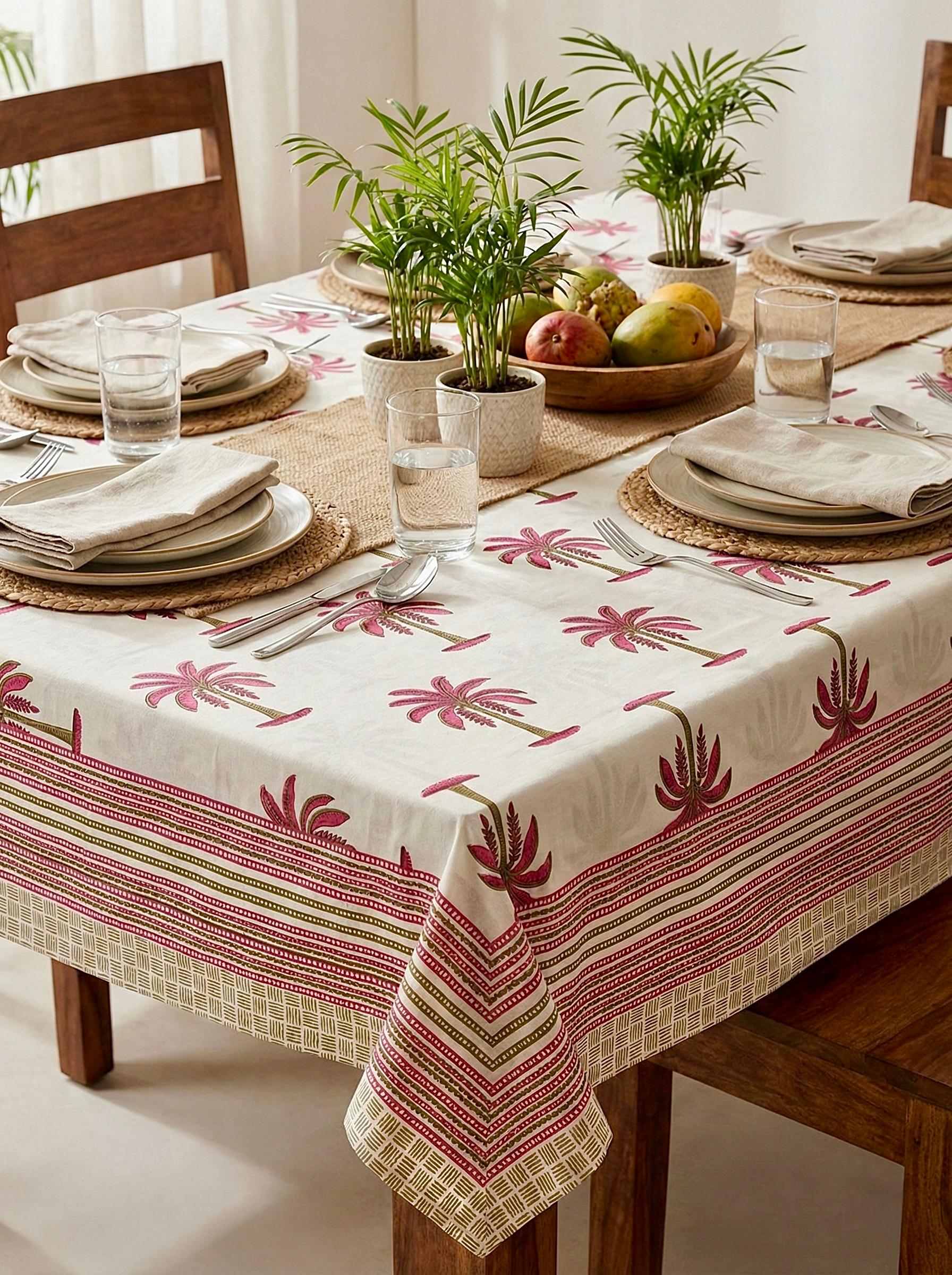 Pure cotton printed 6 seater dining table cover (60x90 inches)