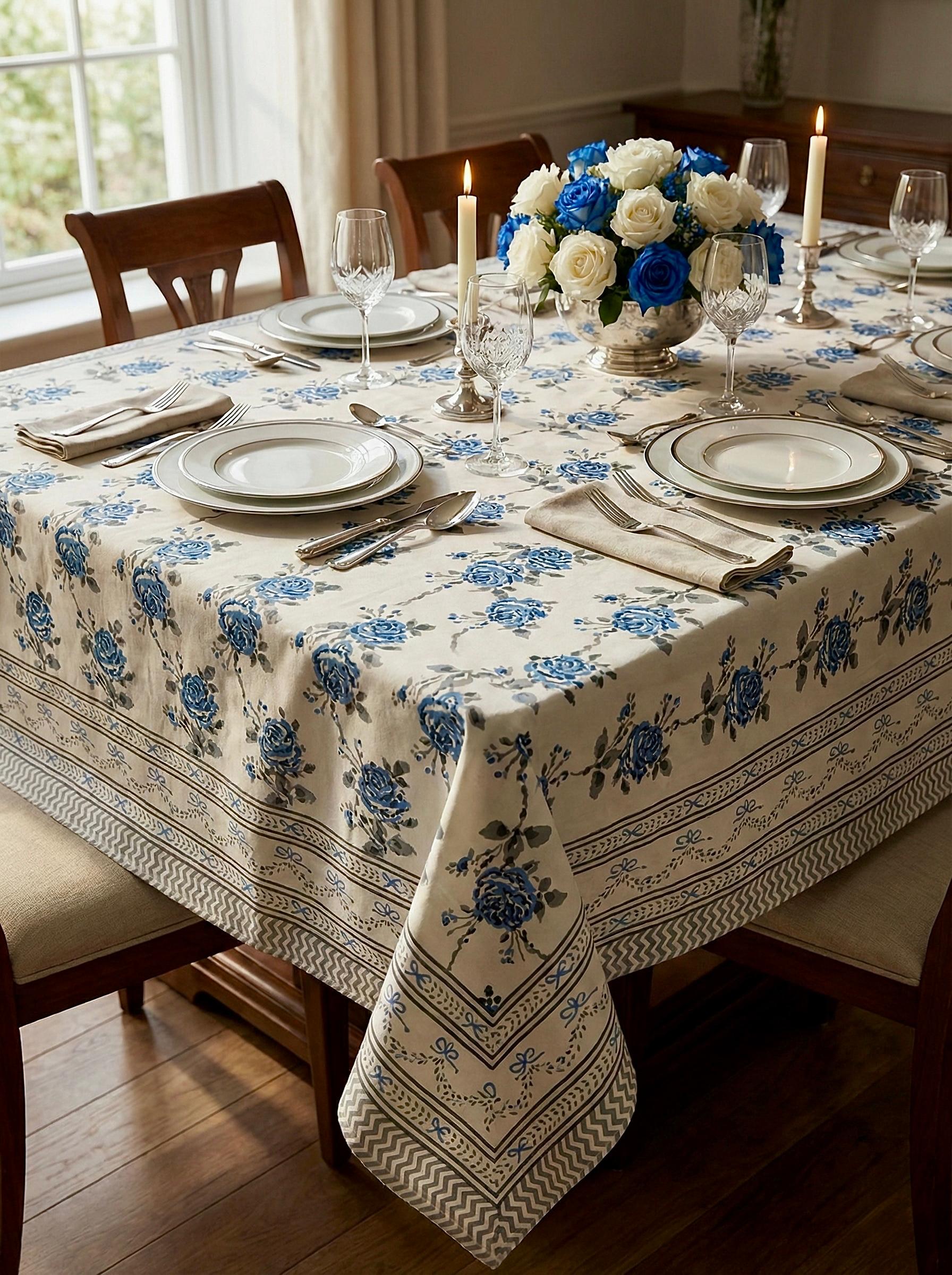 Pure cotton printed 6 seater dining table cover (60x90 inches)