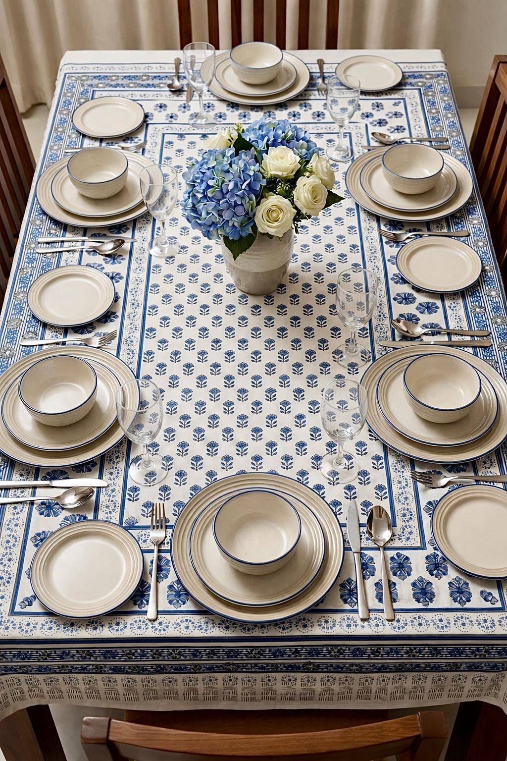 Pure cotton printed 6 seater dining table cover (60x90 inches)