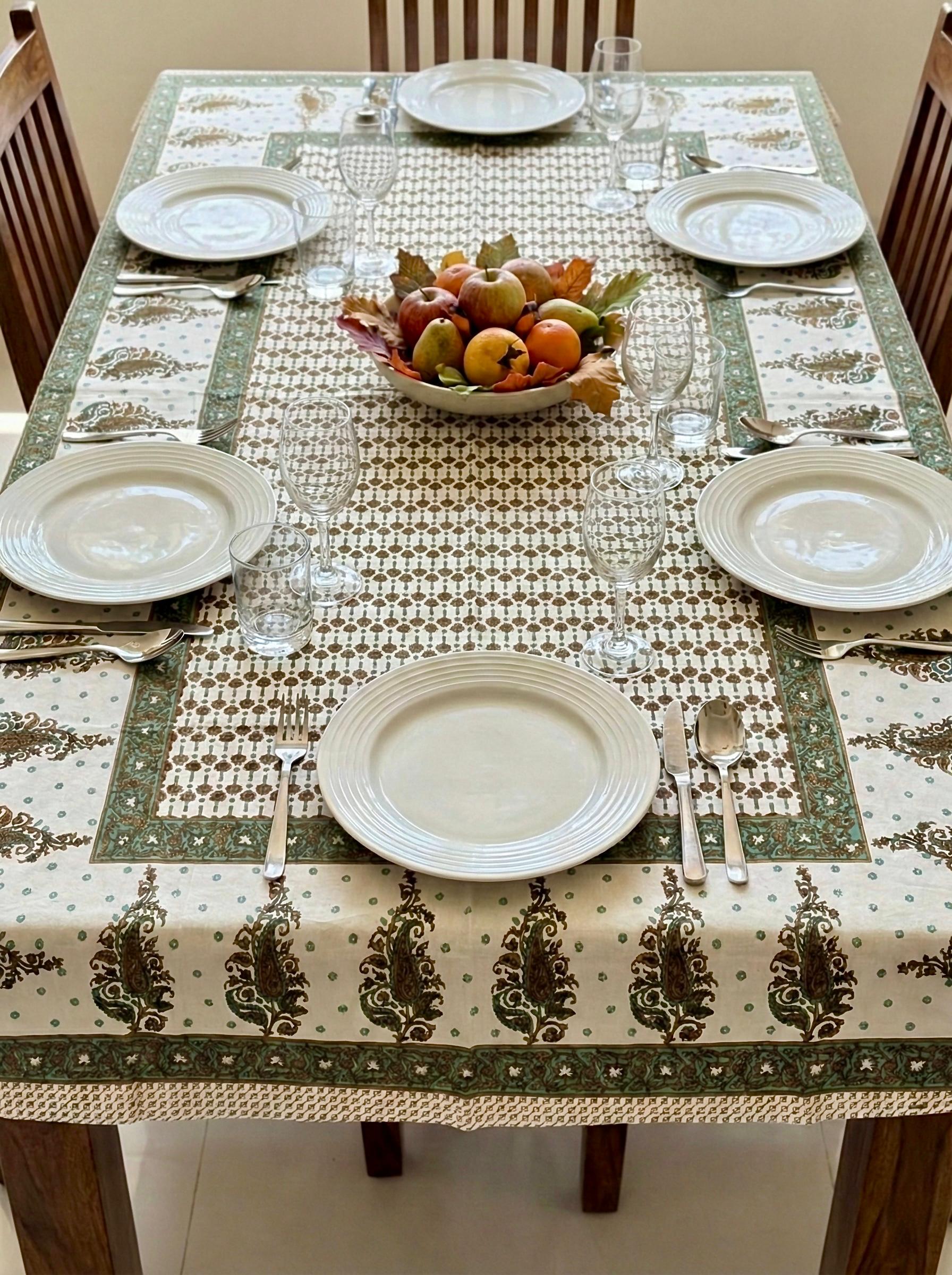 Pure cotton printed 6 seater dining table cover (60x90 inches)