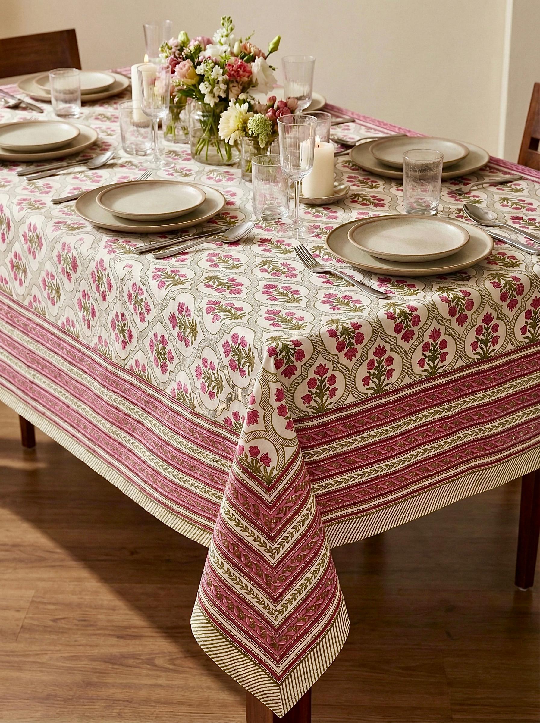 Pure cotton printed 6 seater dining table cover (60x90 inches)