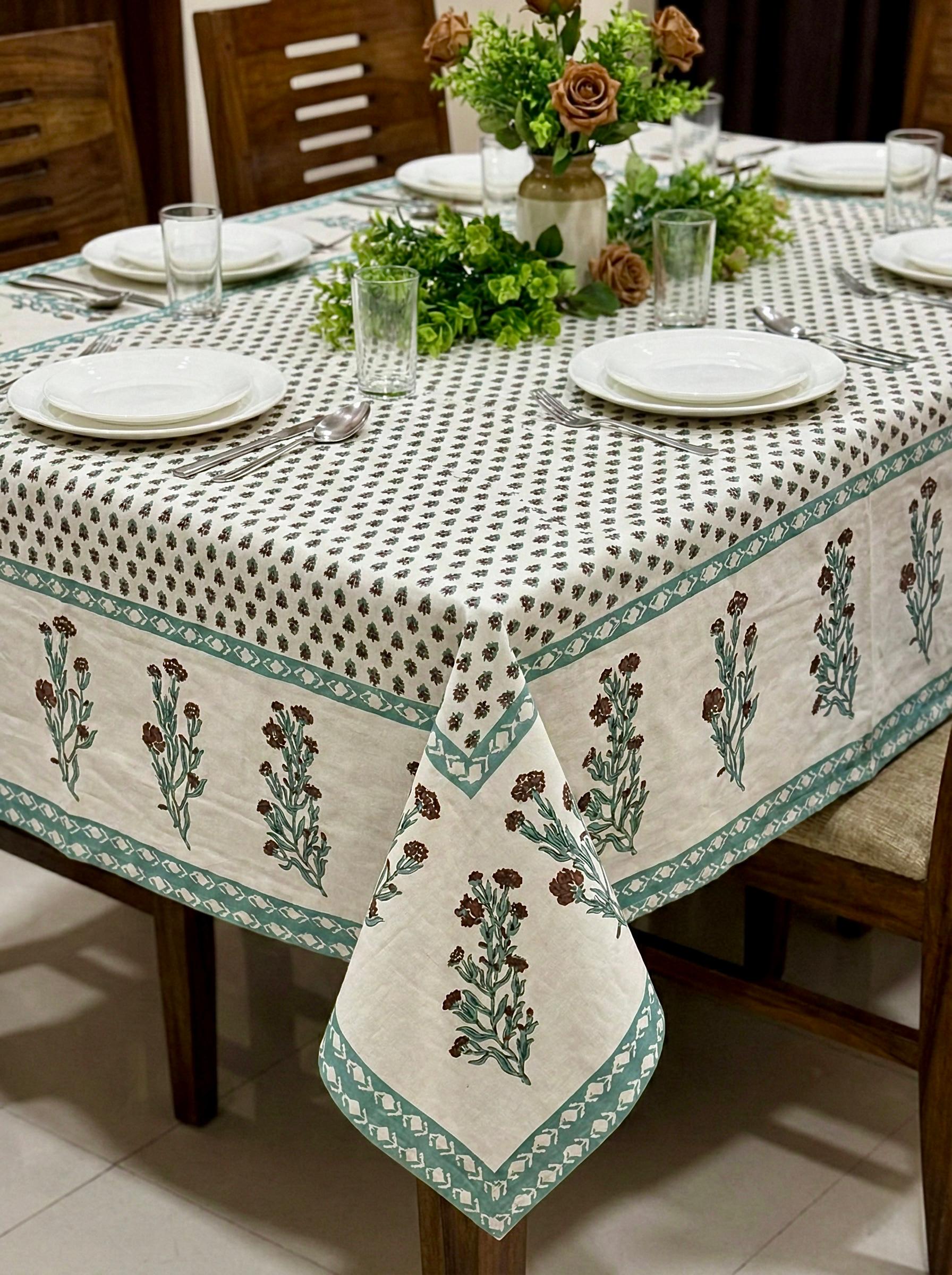 Pure cotton printed 6 seater dining table cover (60x90 inches)