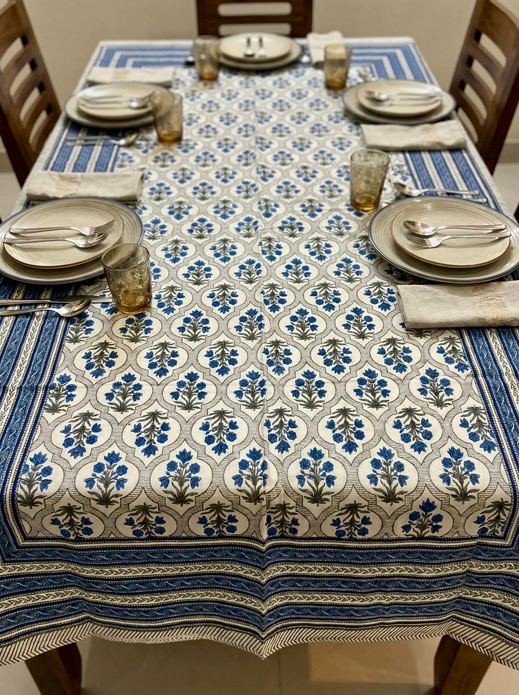 Pure cotton printed 6 seater dining table cover (60x90 inches)