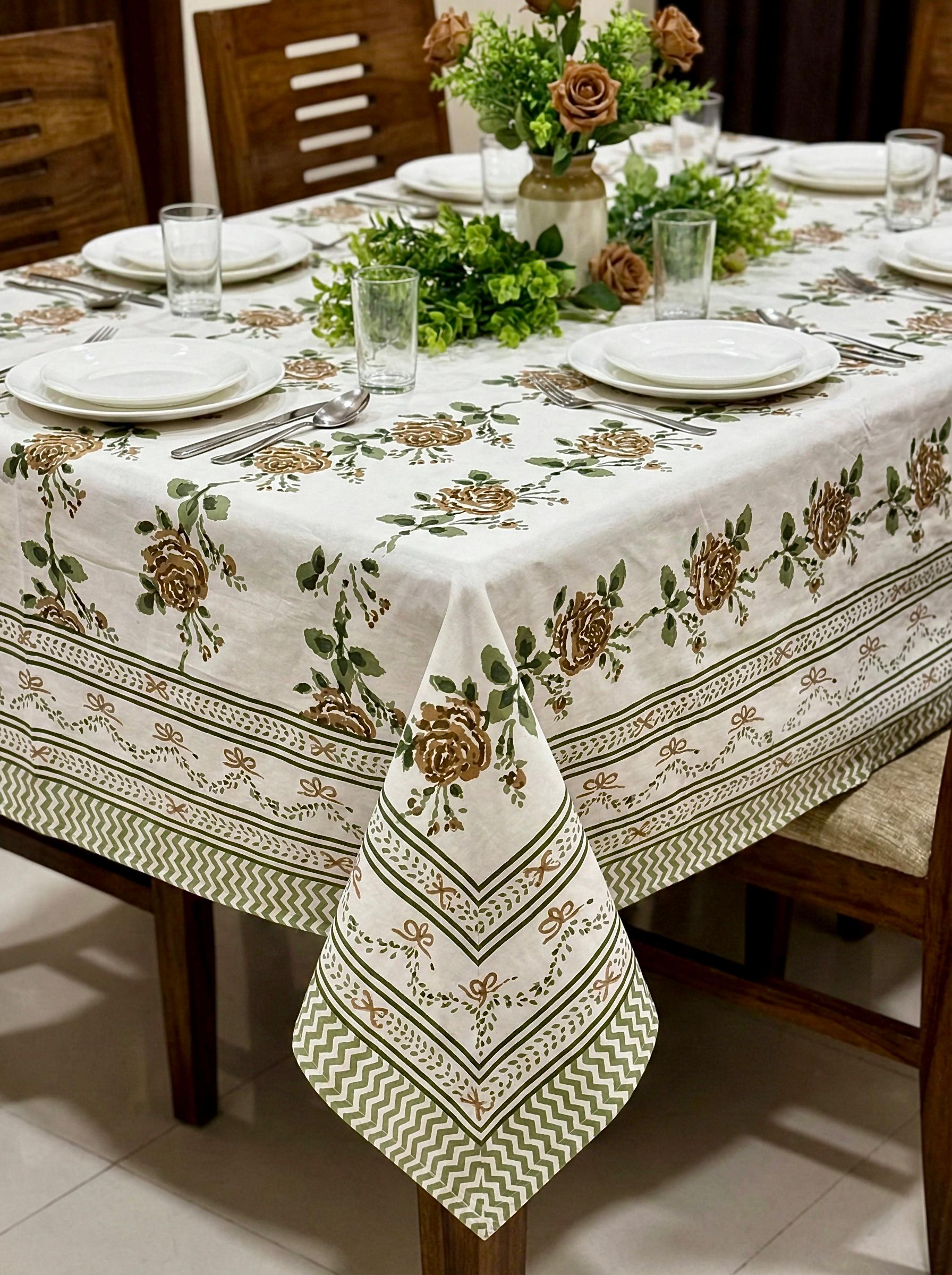 Pure cotton printed 6 seater dining table cover (60x90 inches)