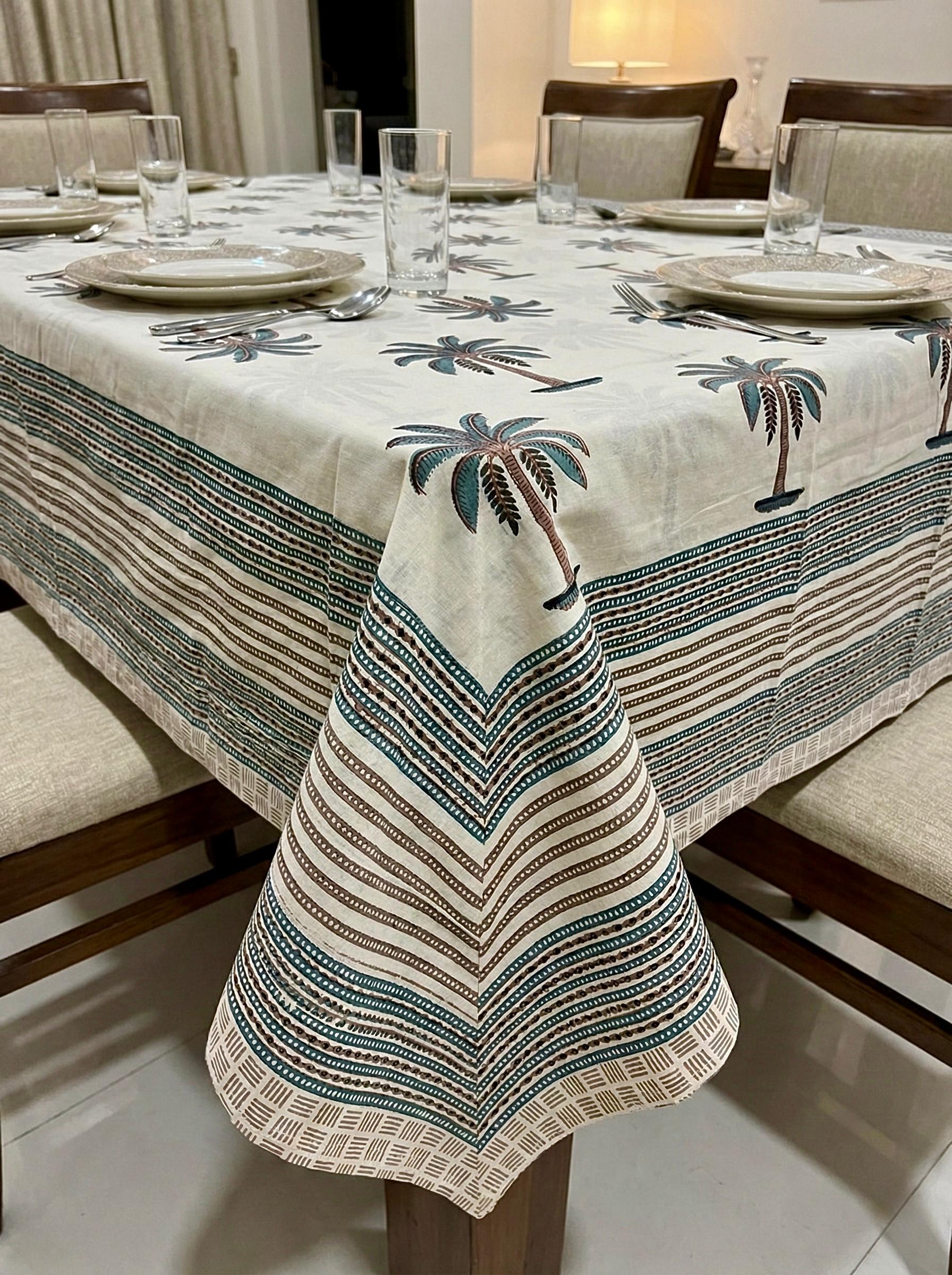 Pure cotton printed 6 seater dining table cover (60x90 inches)