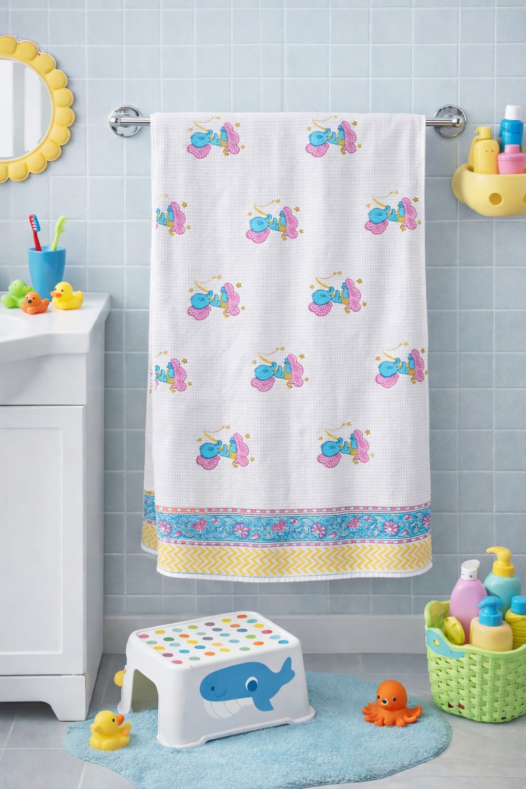 Kids waffled pure cotton bath towel 30 x 60 inches