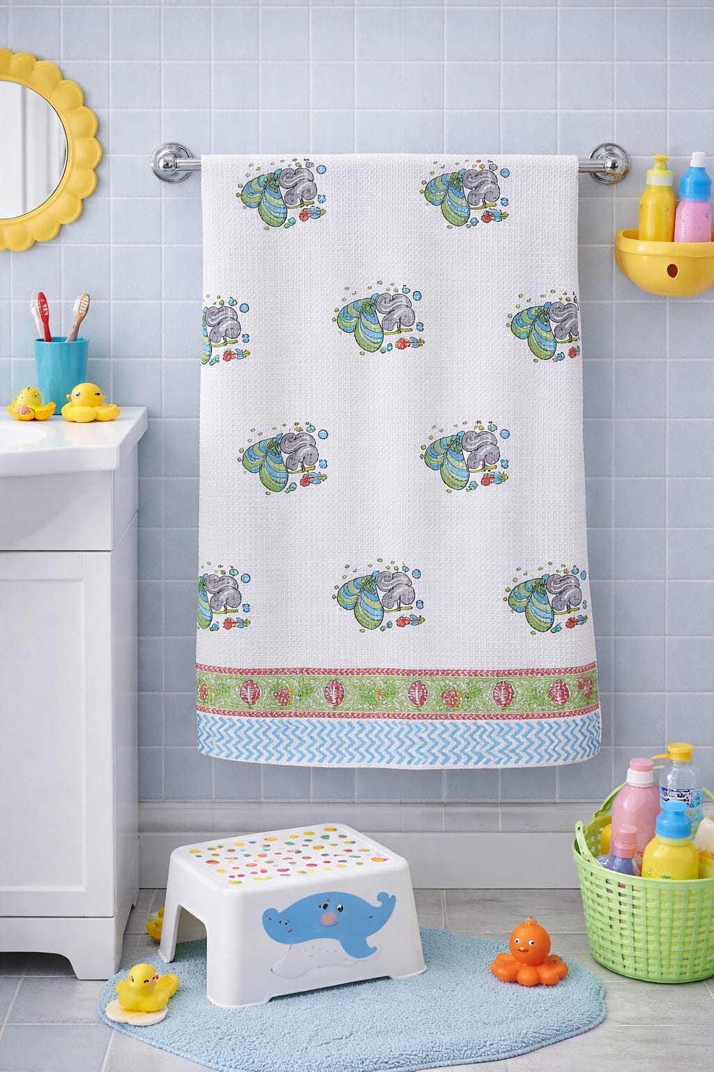 Kids waffled pure cotton bath towel 30 x 60 inches
