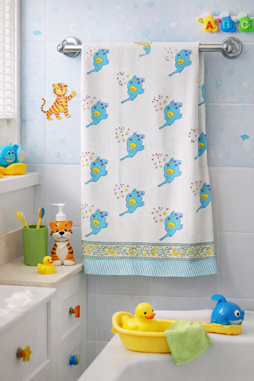 Kids waffled pure cotton bath towel 30 x 60 inches