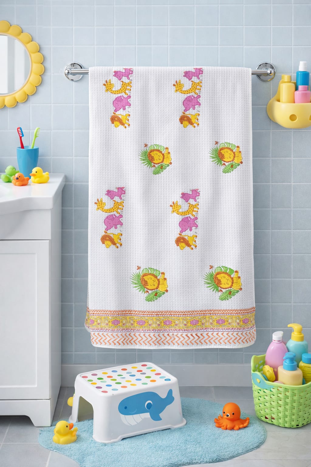 Kids waffled pure cotton bath towel 30 x 60 inches