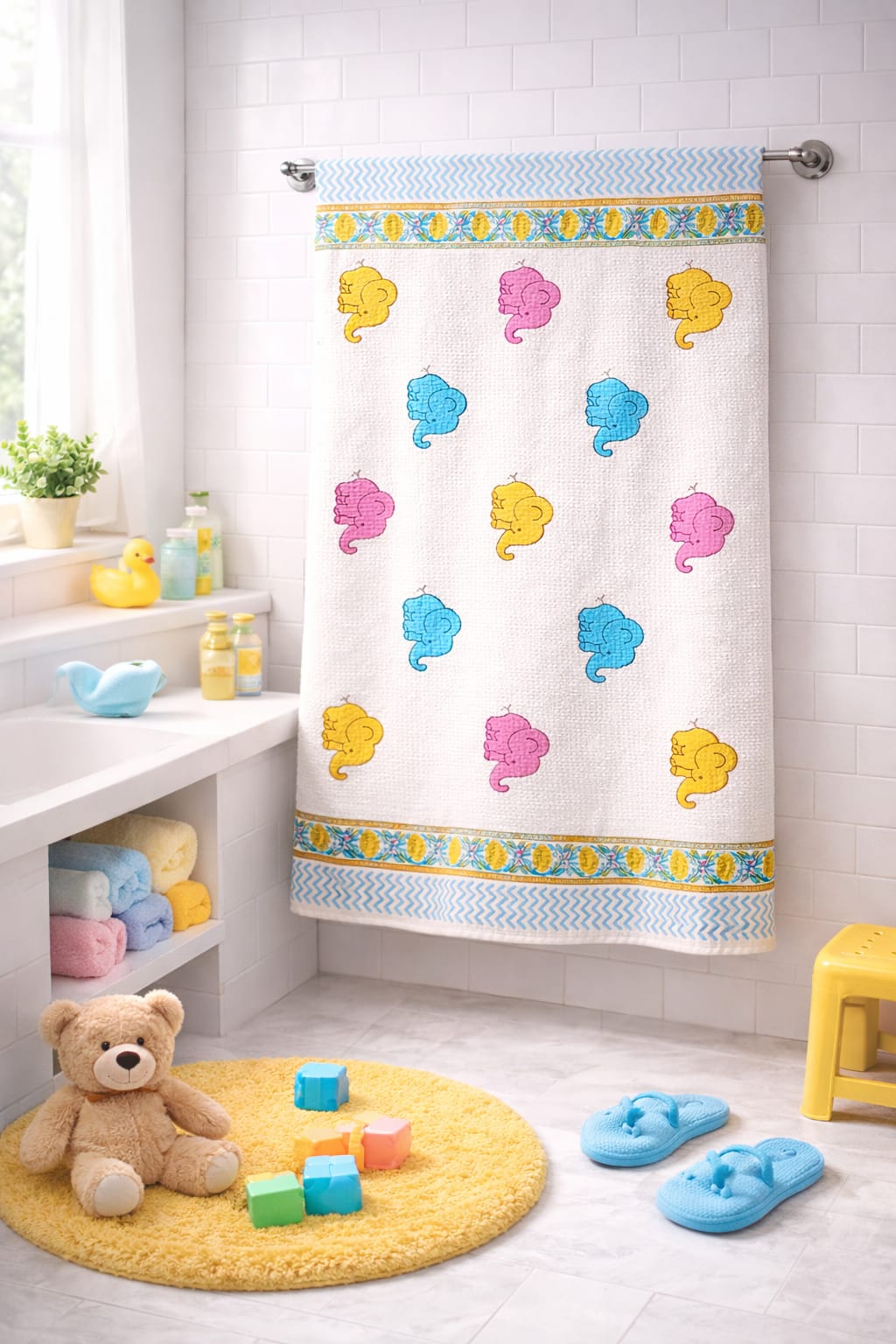 Kids waffled pure cotton bath towel 30 x 60 inches