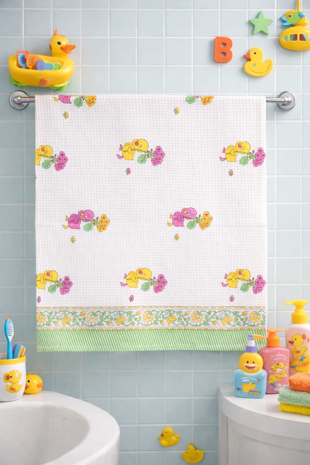 Kids waffled pure cotton bath towel 30 x 60 inches