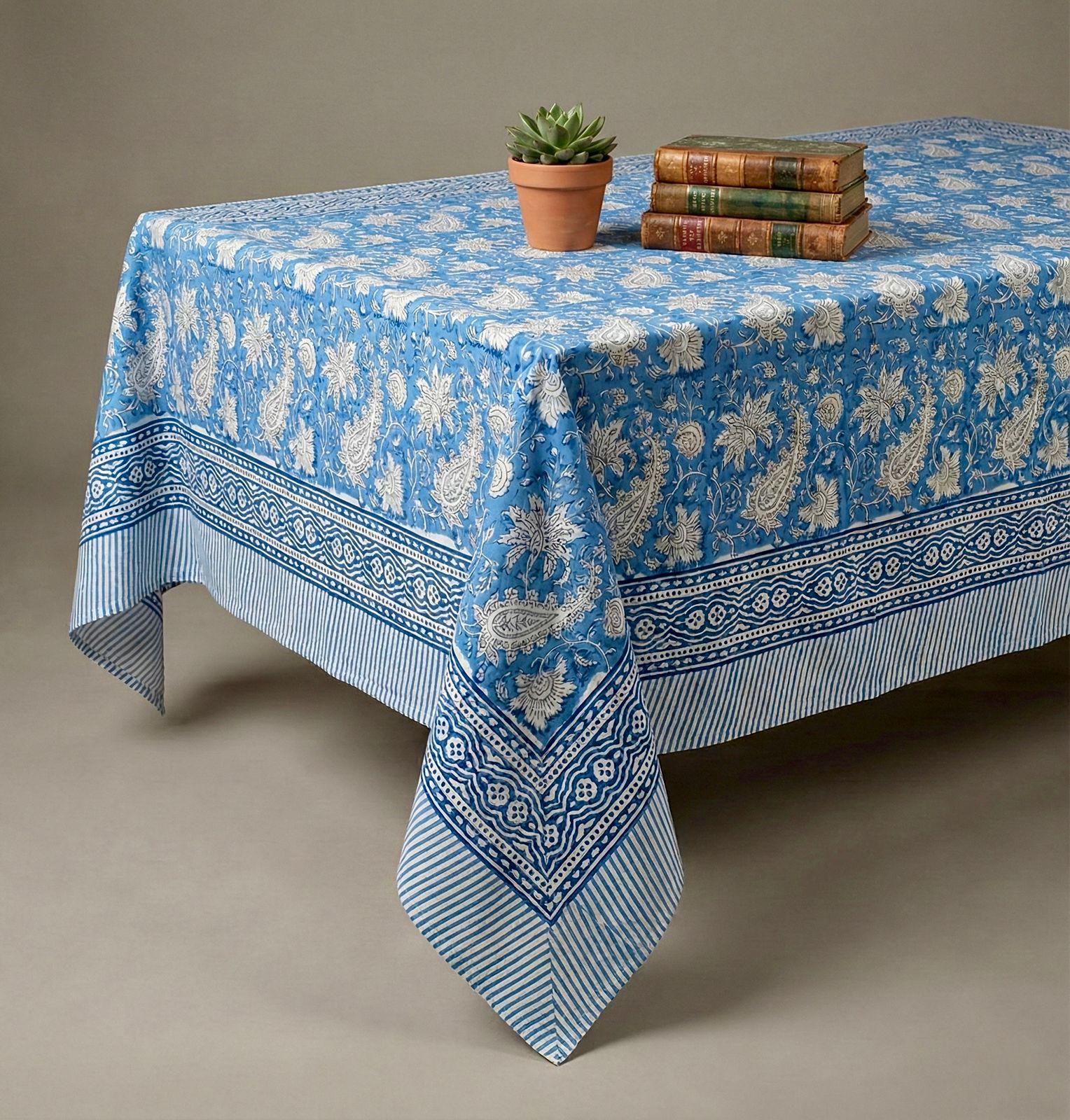 Pure cotton hand-block printed 4 seater dining table/ centre table cover (40x60 inches)