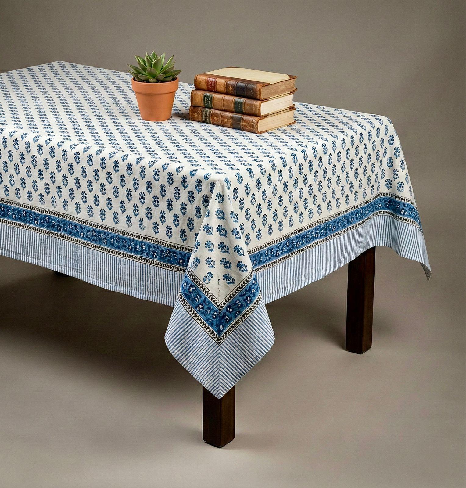 Pure cotton hand-block printed 4 seater dining table/ centre table cover (40x60 inches)