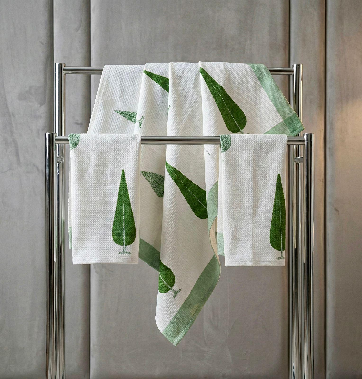 Pure cotton waffled textured hand-block printed bath combos (1 bath and 2 hand towels)
