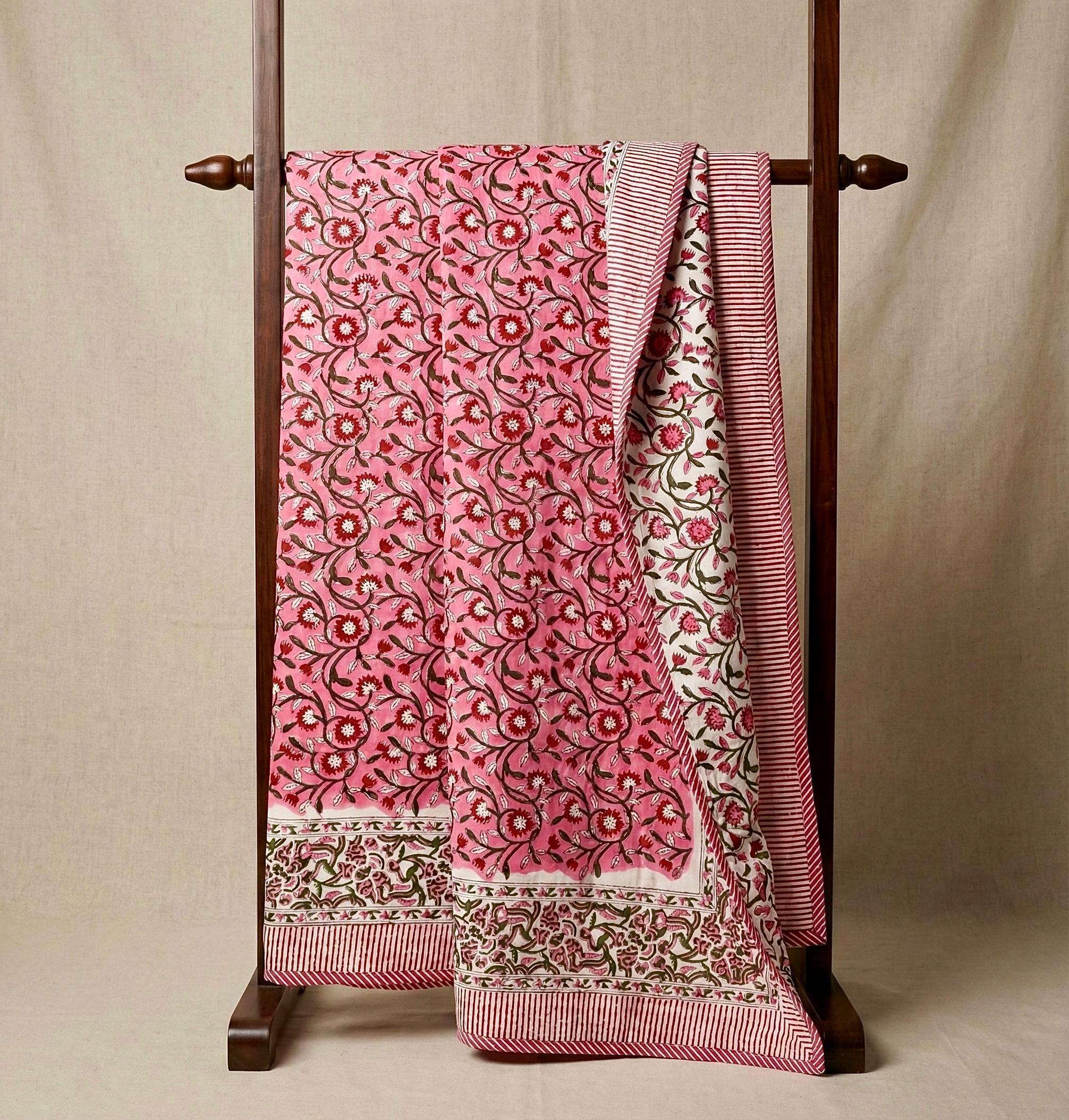 Handblock printed pure mulmul cotton all weather double dohars (90x108 inches)