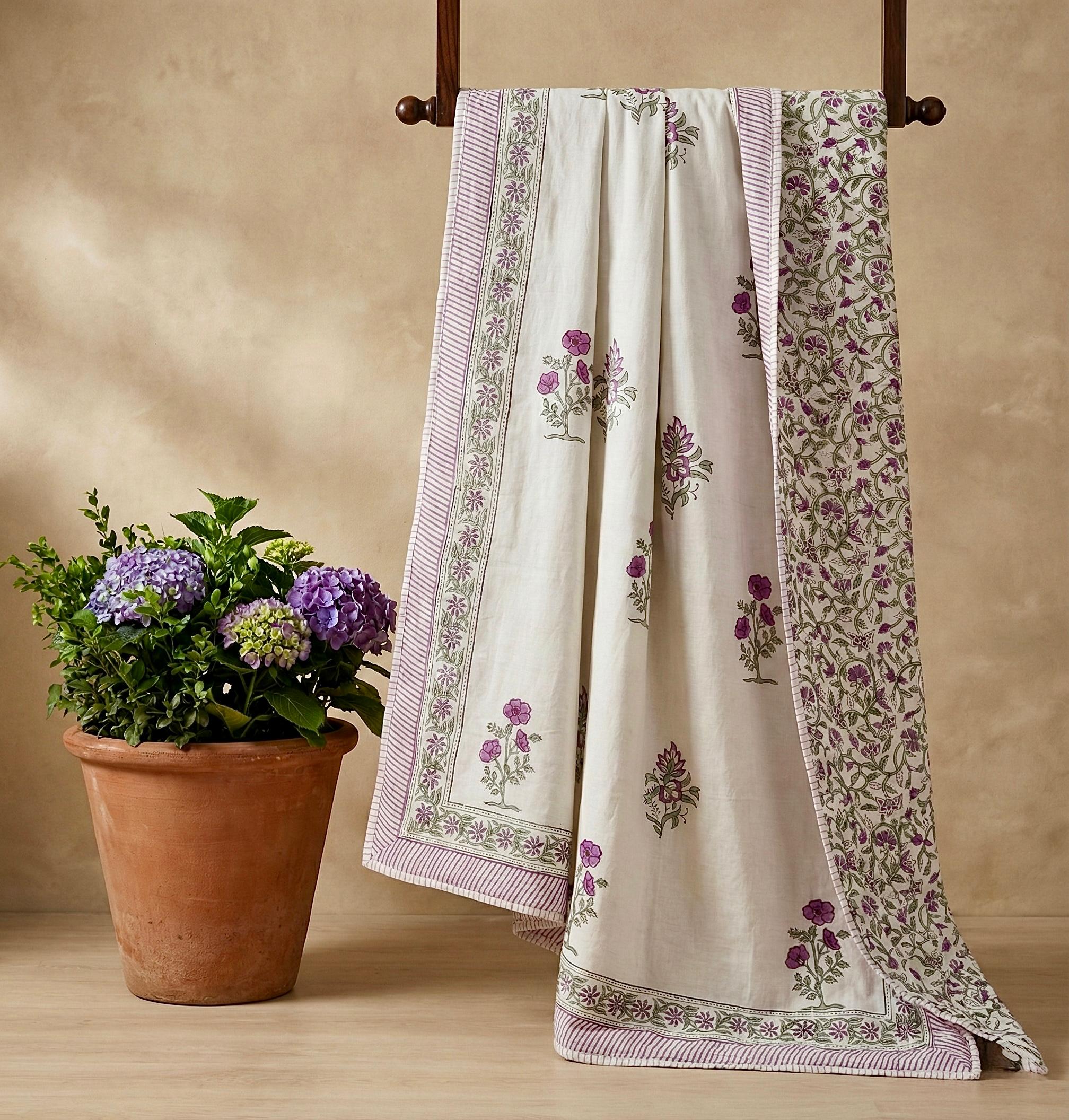 Handblock printed pure mulmul cotton all weather double dohars (90x108 inches)