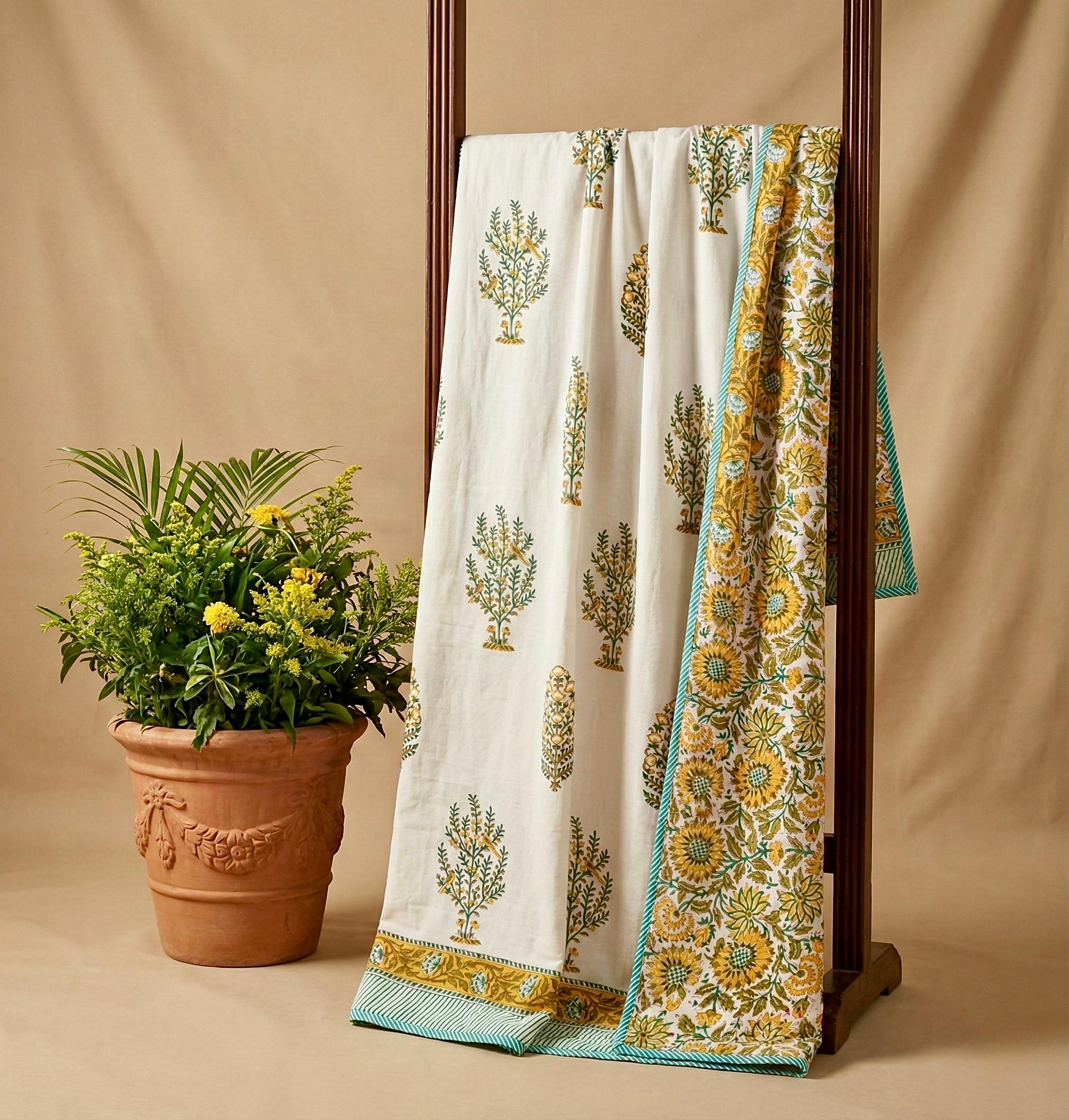 Handblock printed pure mulmul cotton all weather double dohars (90x108 inches)