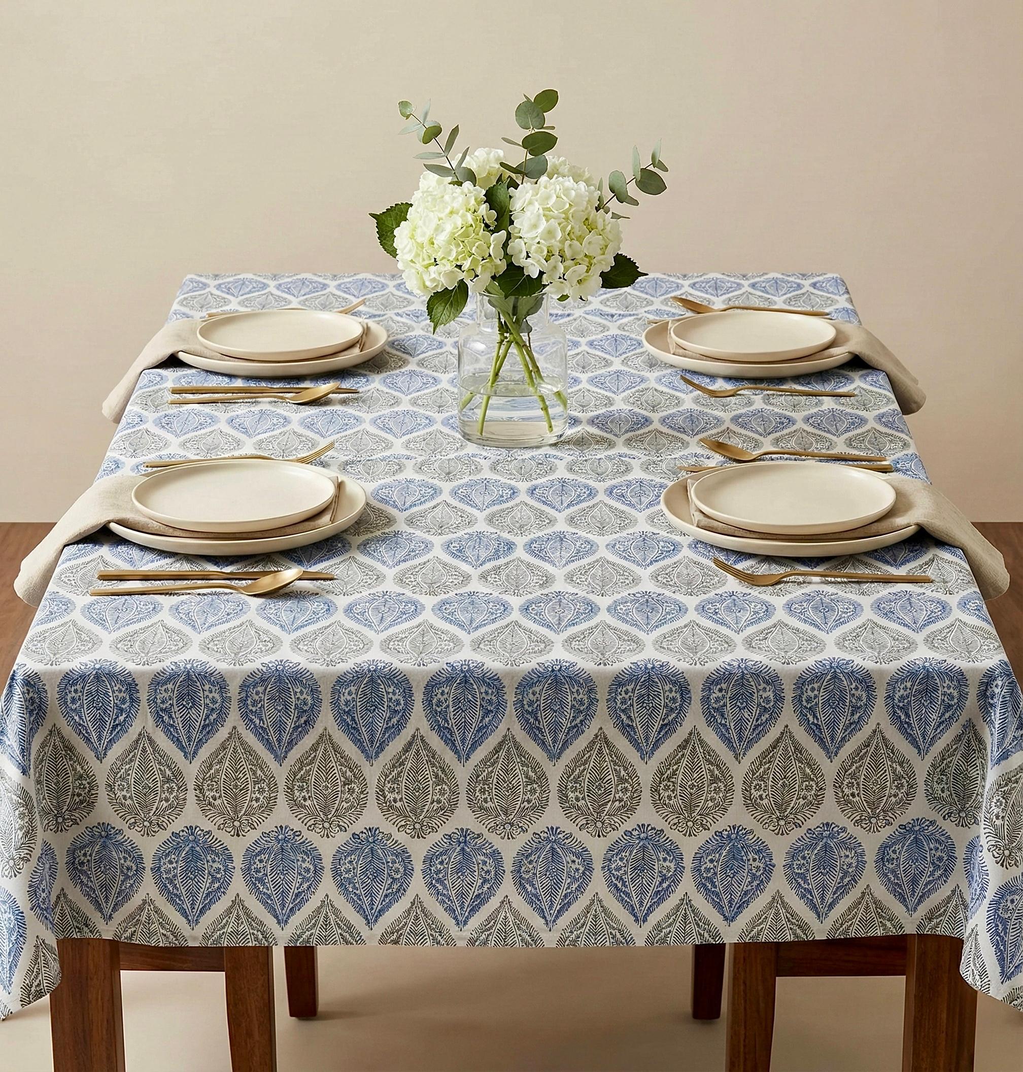 Pure cotton printed 6 seater dining table cover (60x90 inches)