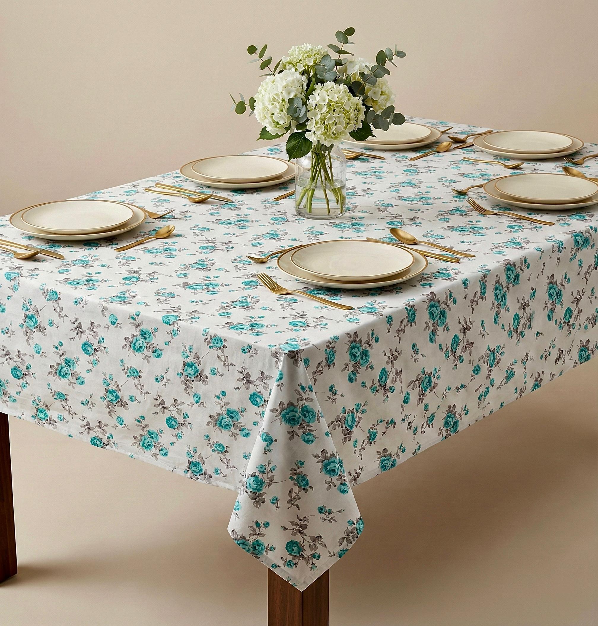 Pure cotton printed 6 seater dining table cover (60x90 inches)