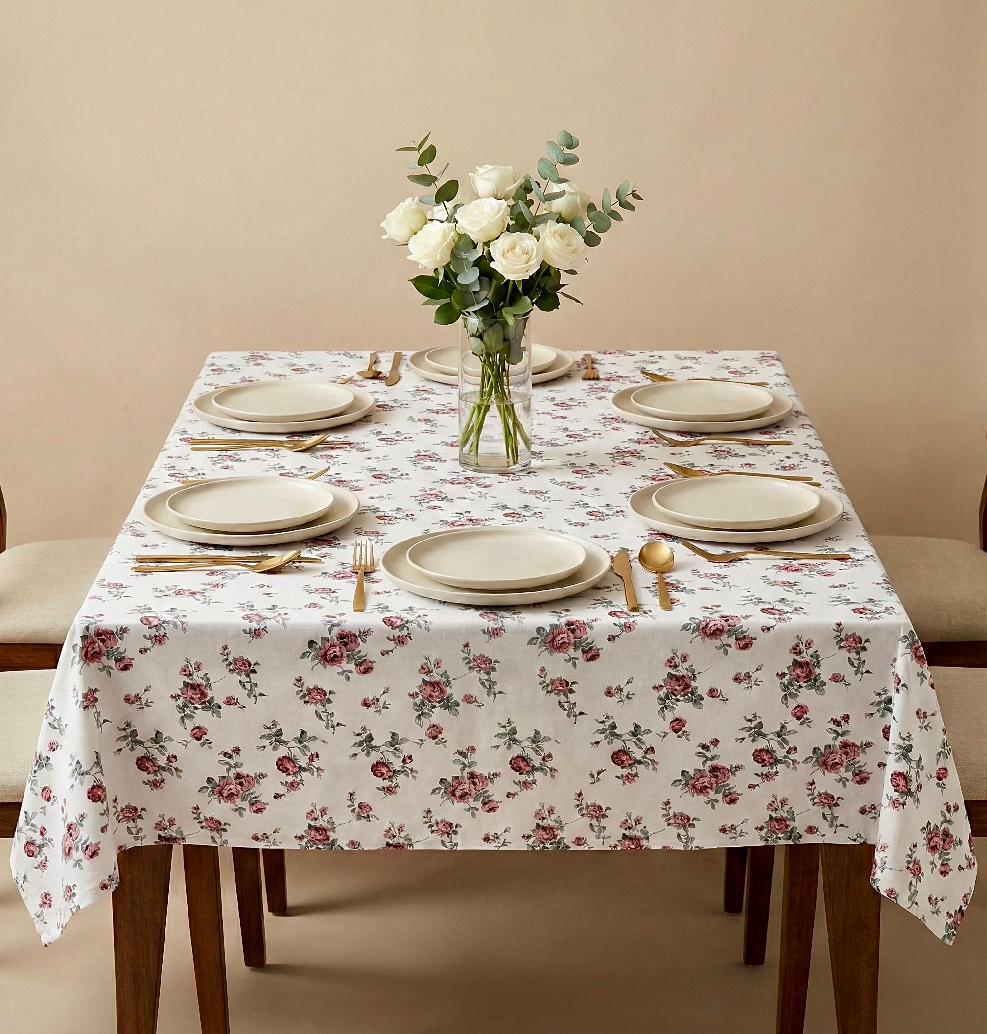 Pure cotton printed 6 seater dining table cover (60x90 inches)