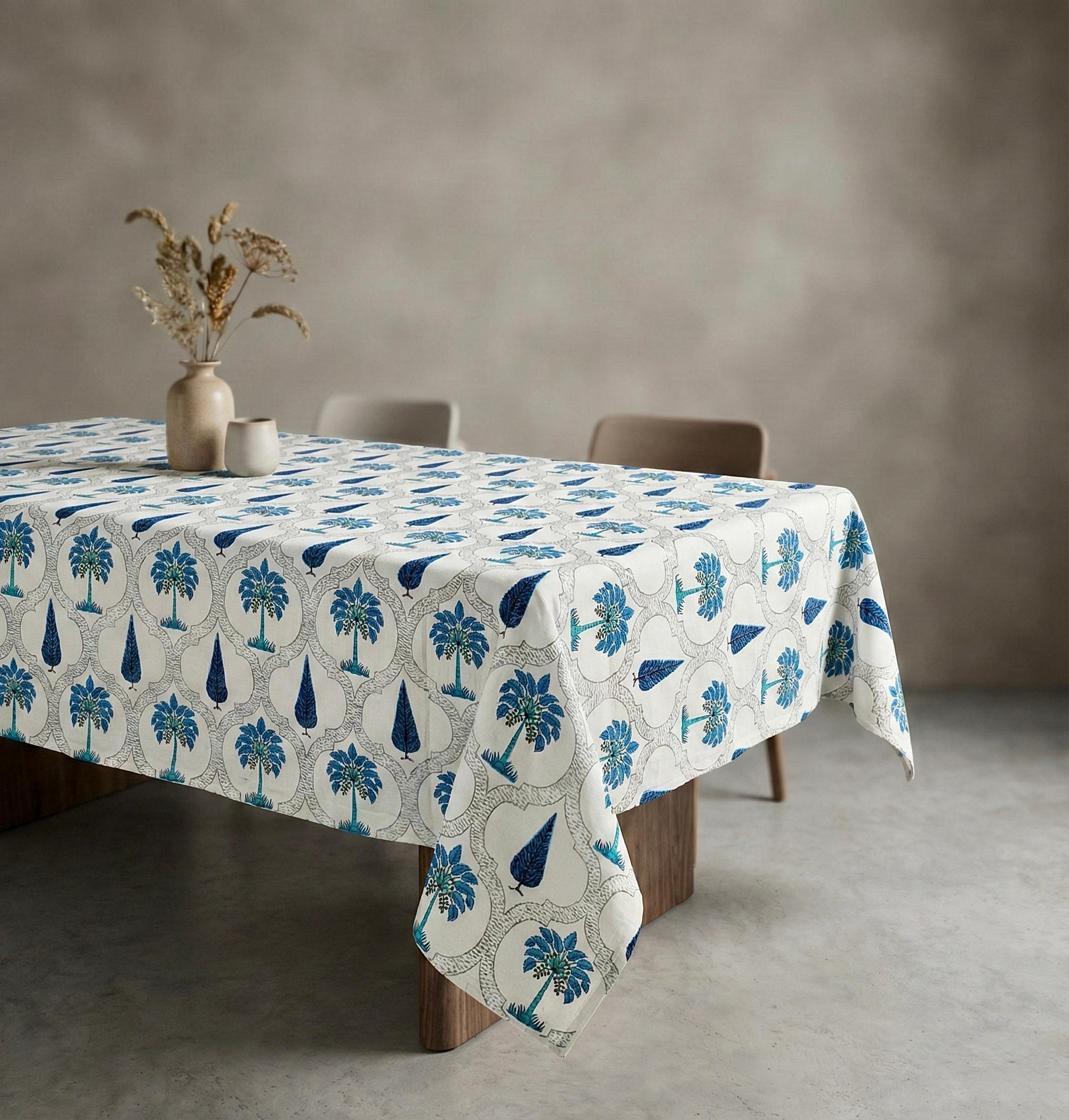 Pure cotton printed 6 seater dining table cover (60x90 inches)