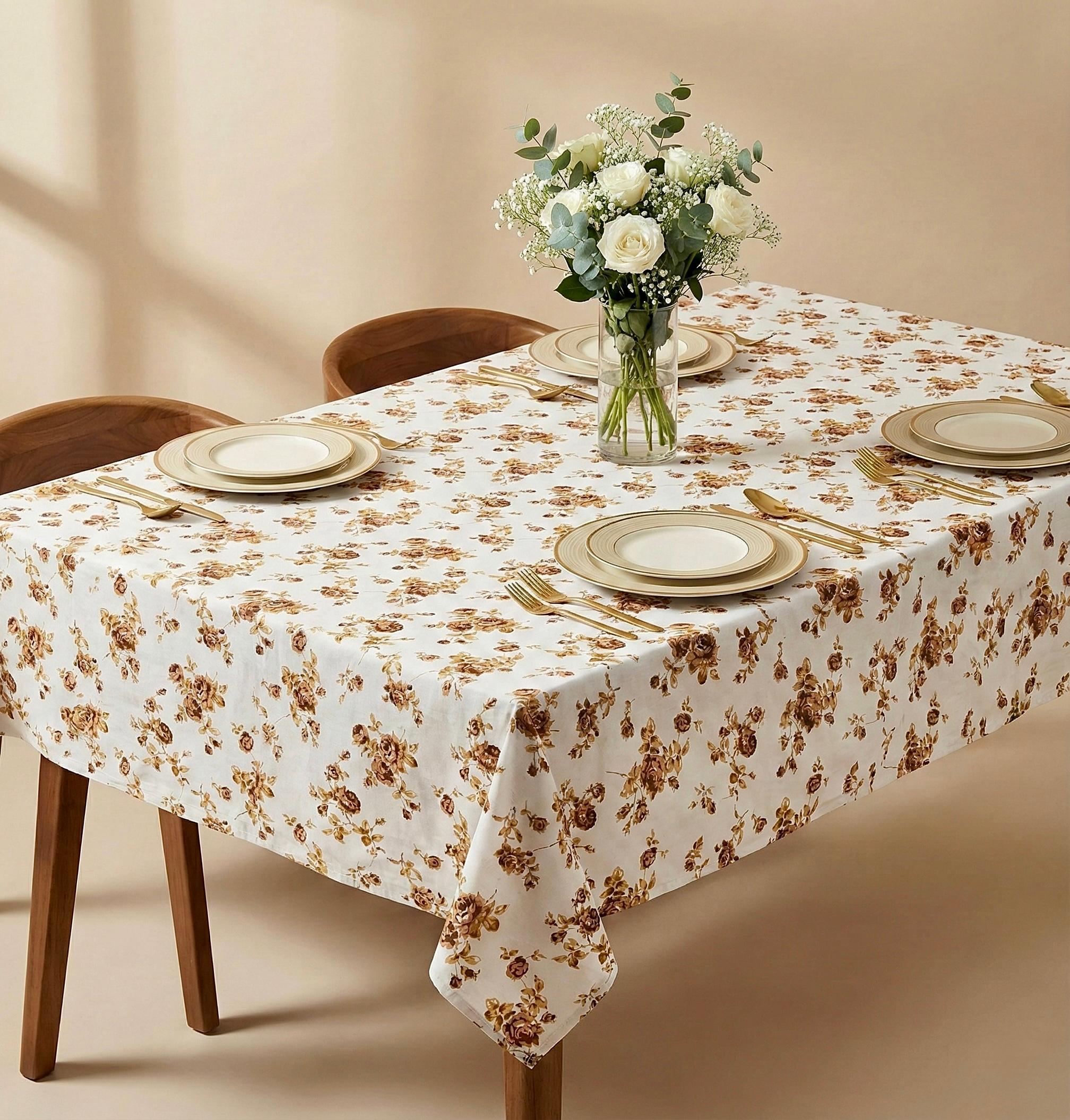 Pure cotton printed 6 seater dining table cover (60x90 inches)