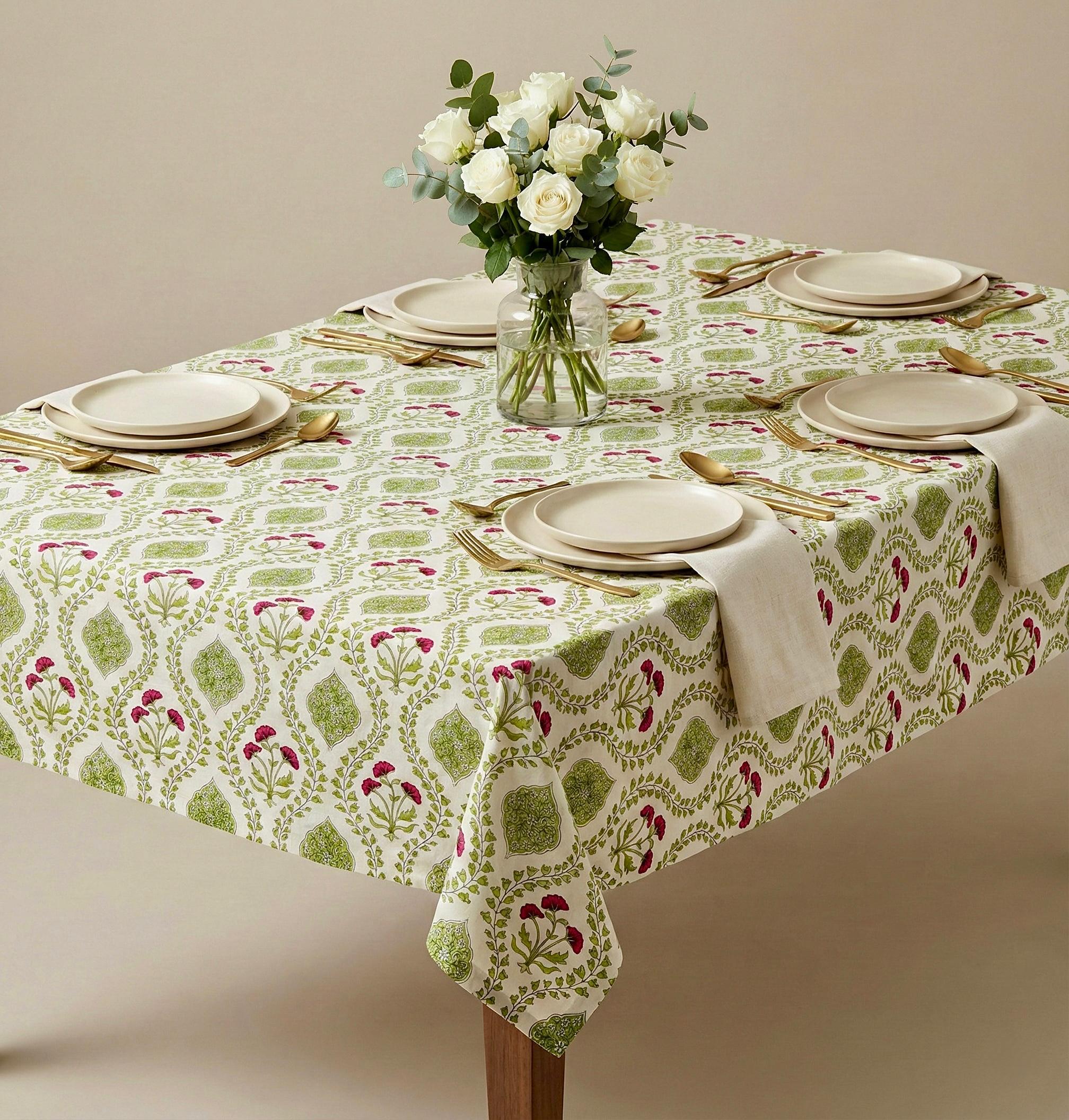 Pure cotton printed 6 seater dining table cover (60x90 inches)