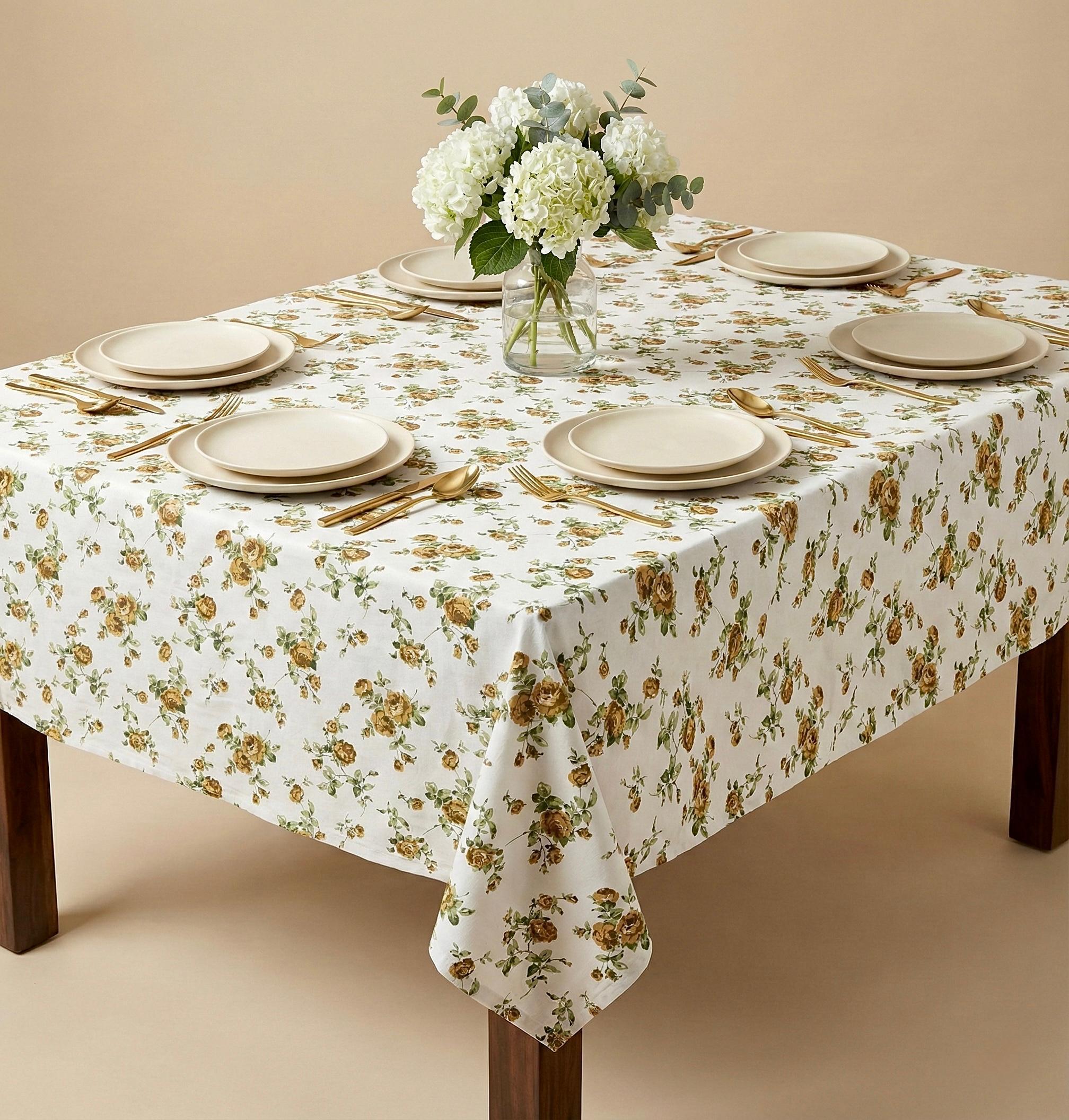 Pure cotton printed 6 seater dining table cover (60x90 inches)