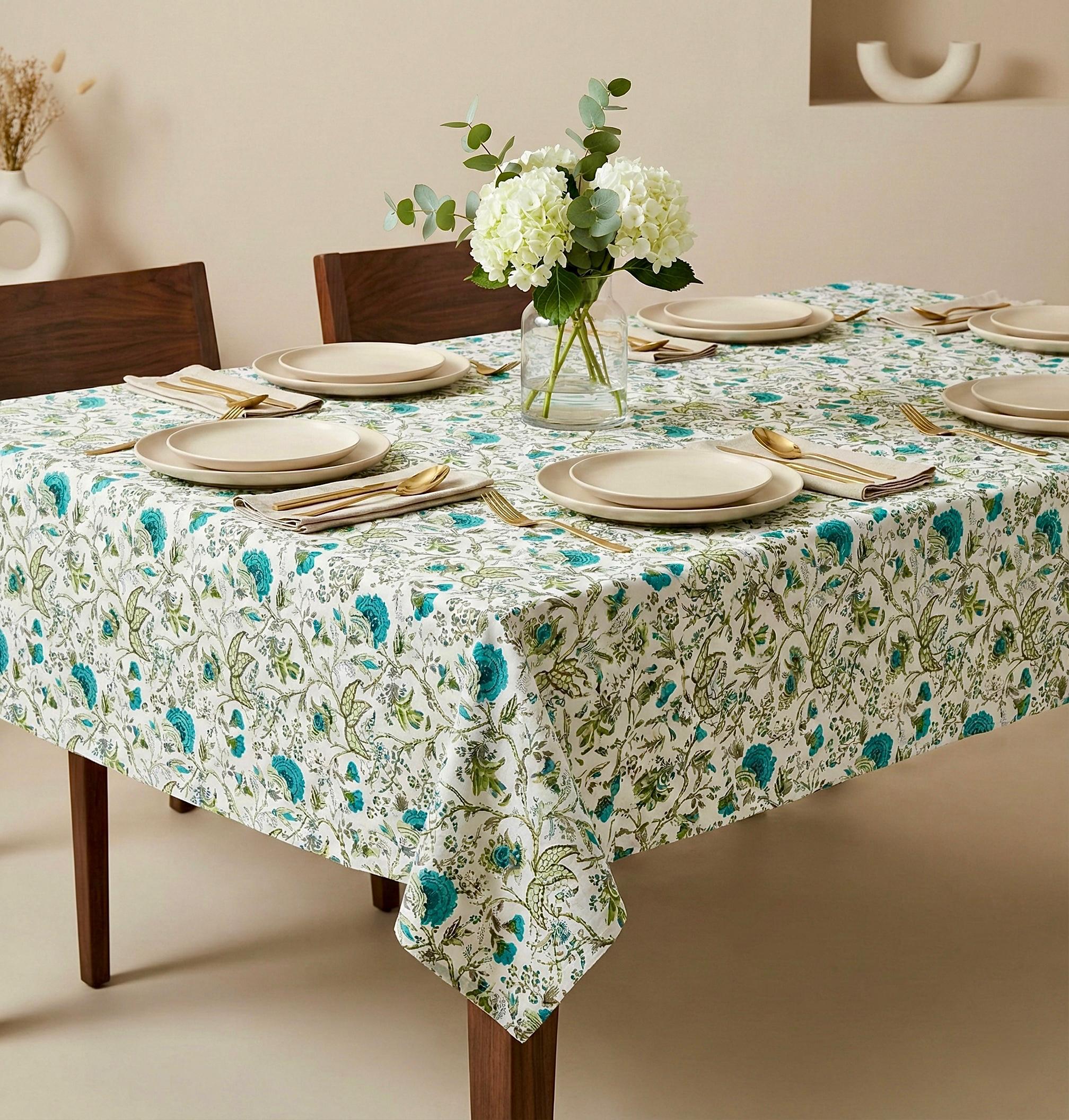 Pure cotton printed 6 seater dining table cover (60x90 inches)