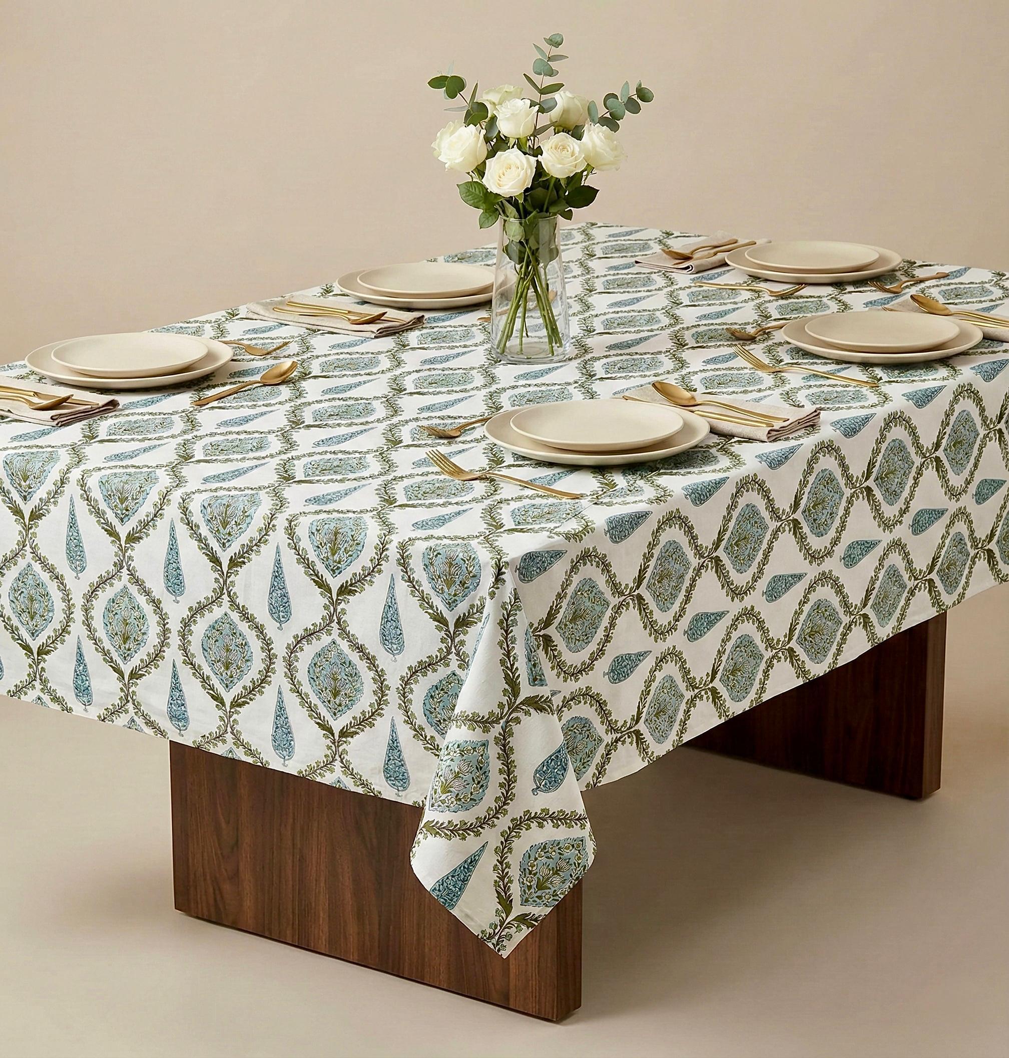 Pure cotton printed 6 seater dining table cover (60x90 inches)