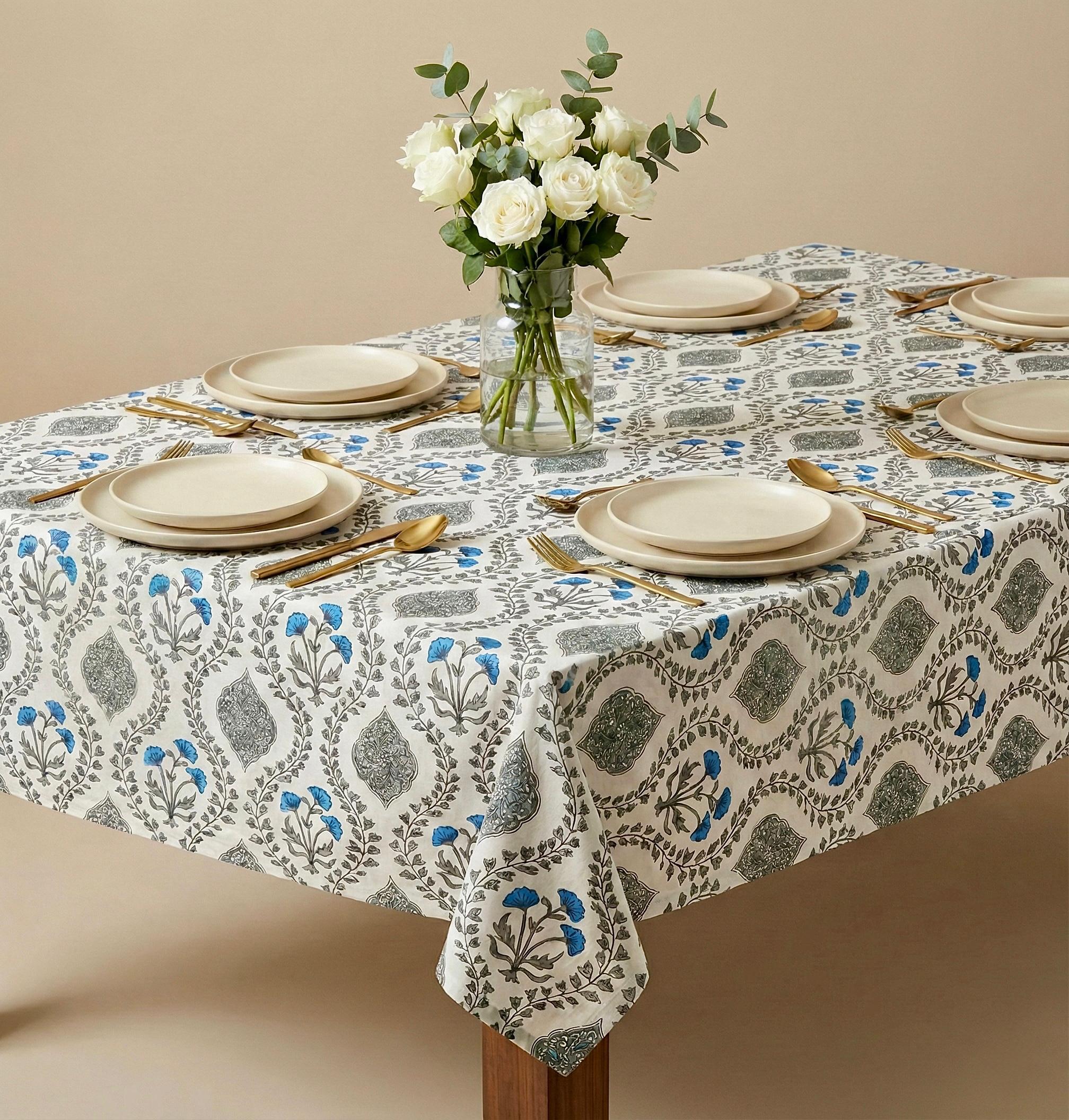 Pure cotton printed 6 seater dining table cover (60x90 inches)